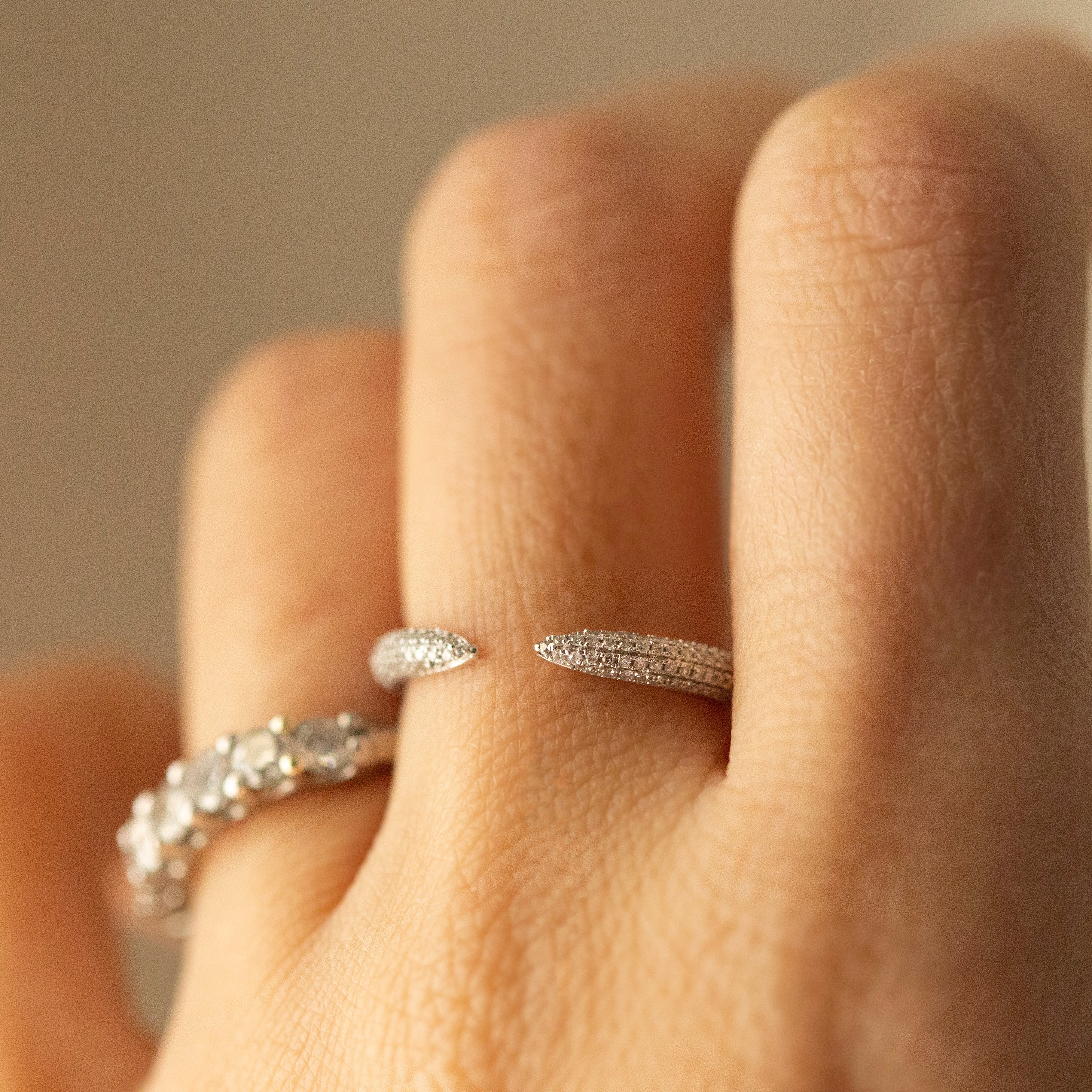 pave open ring diamond