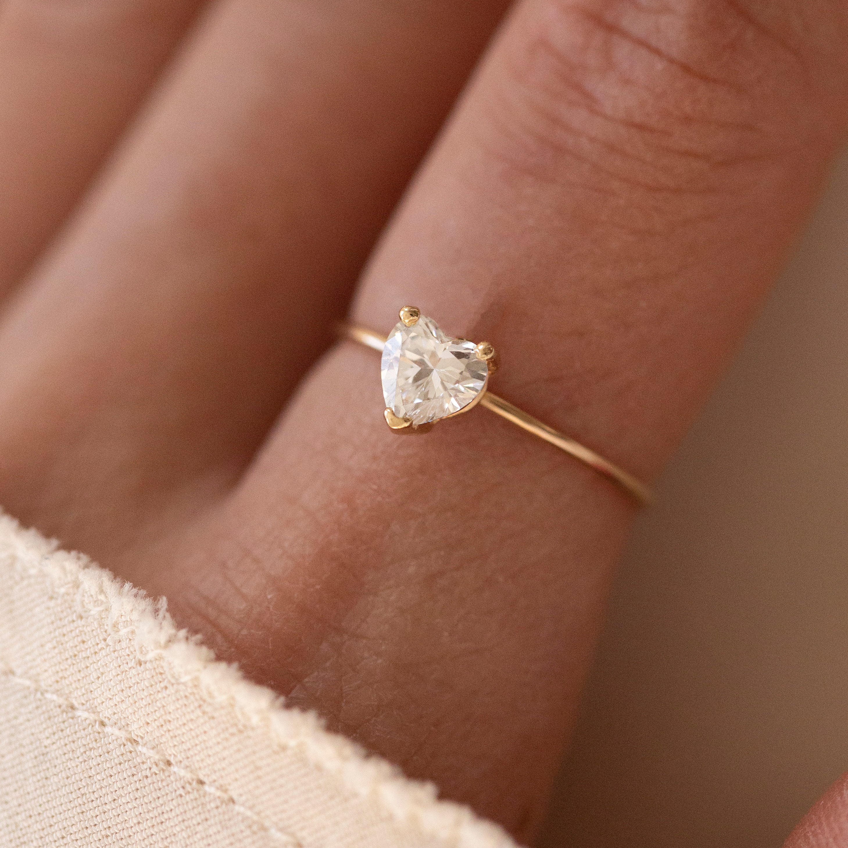 heart lab diamond ring