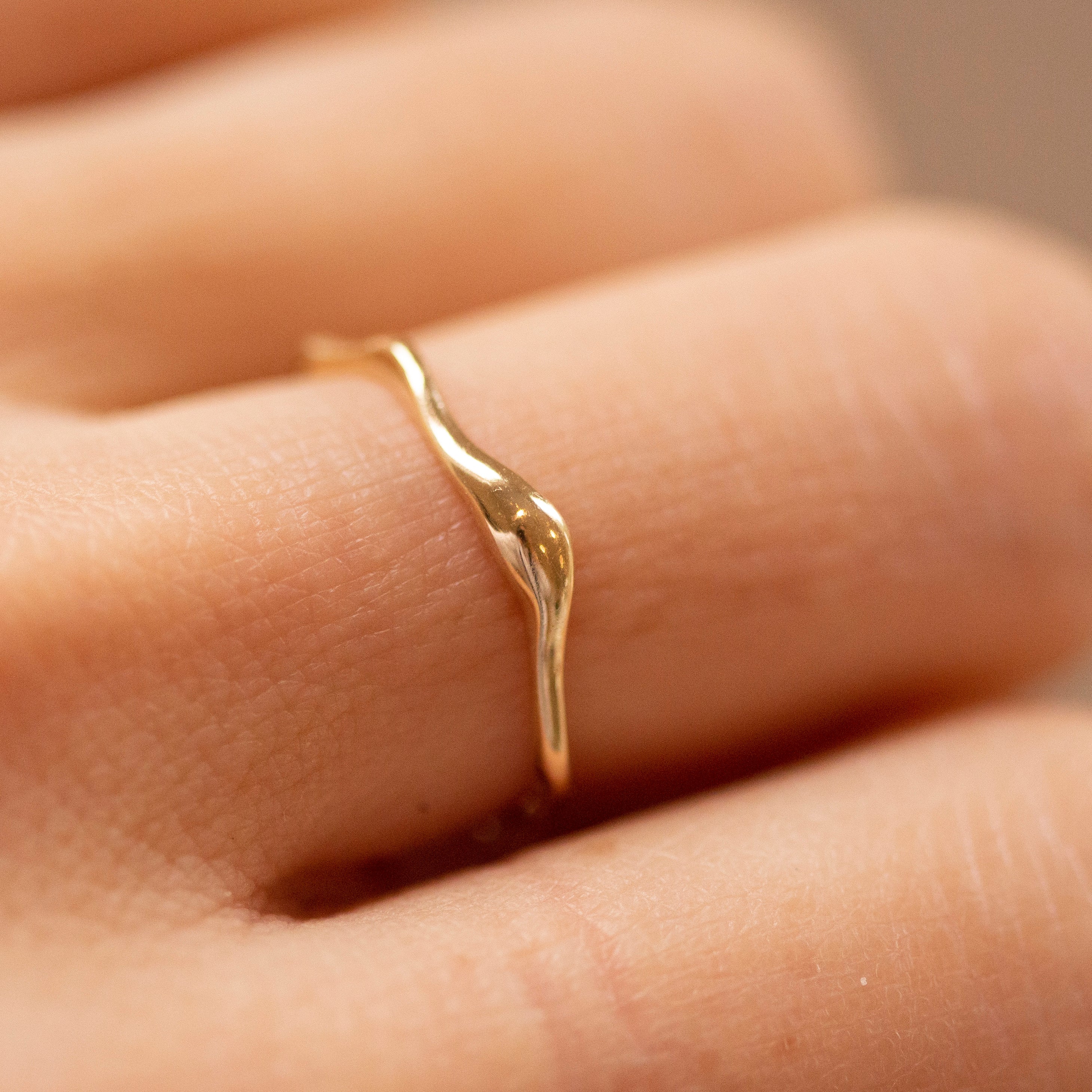 14k gold stacking wave ring