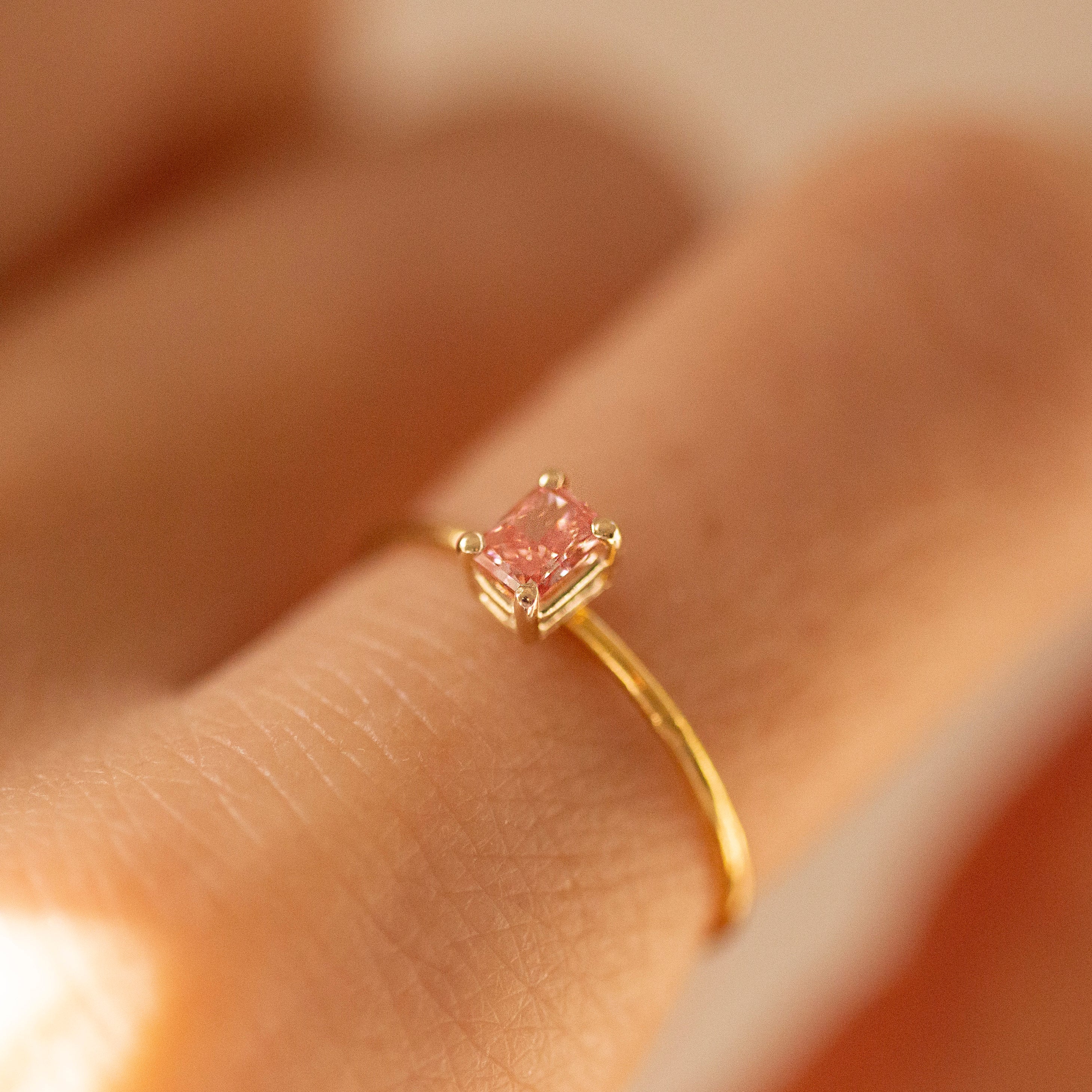 pink lab grown diamond ring