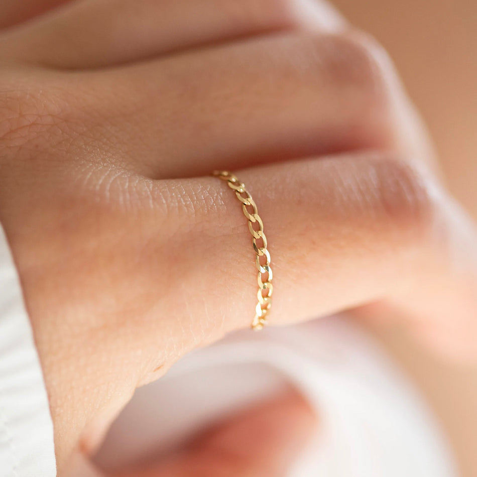 cuban chain ring in 14k gold