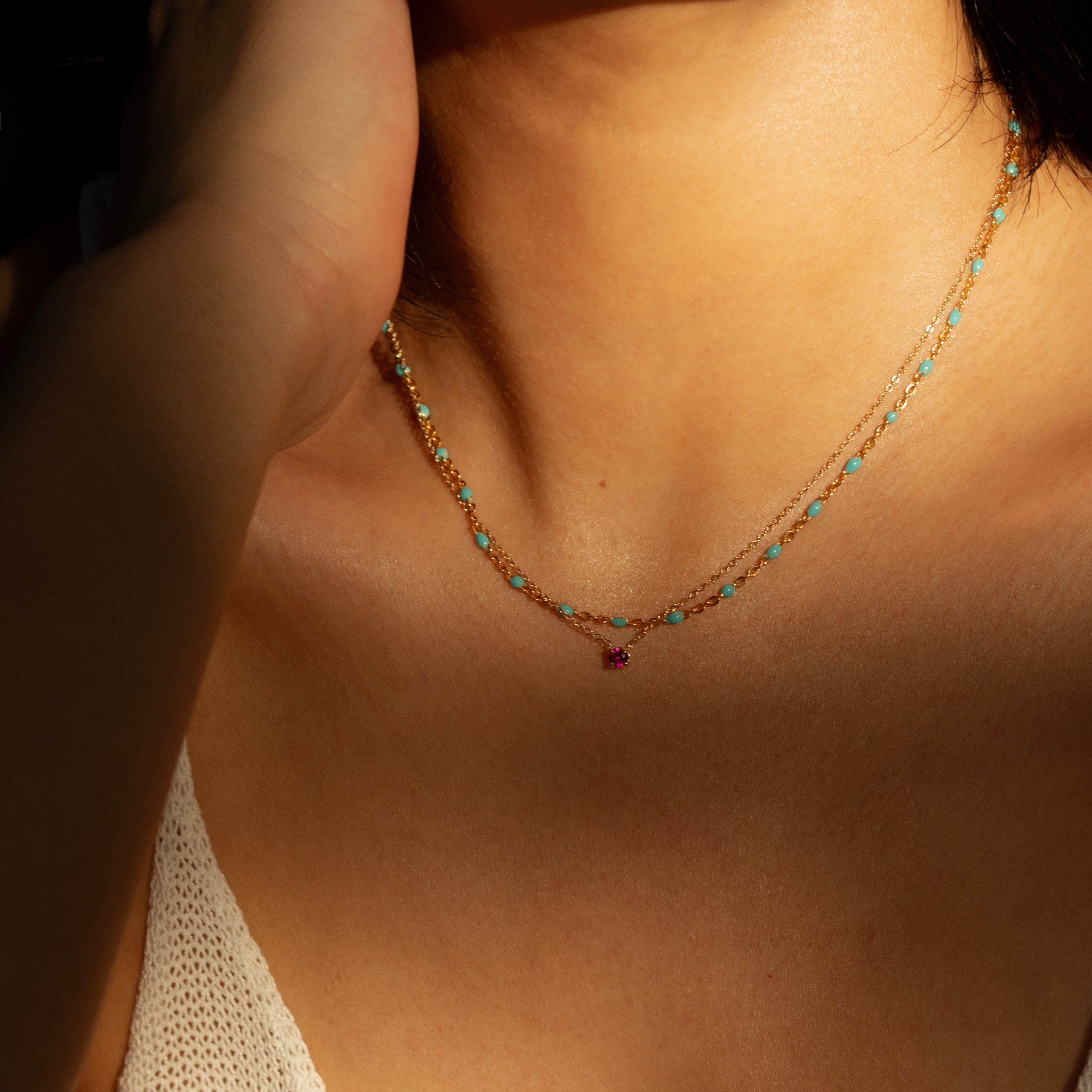 birthstone and turquoise necklace