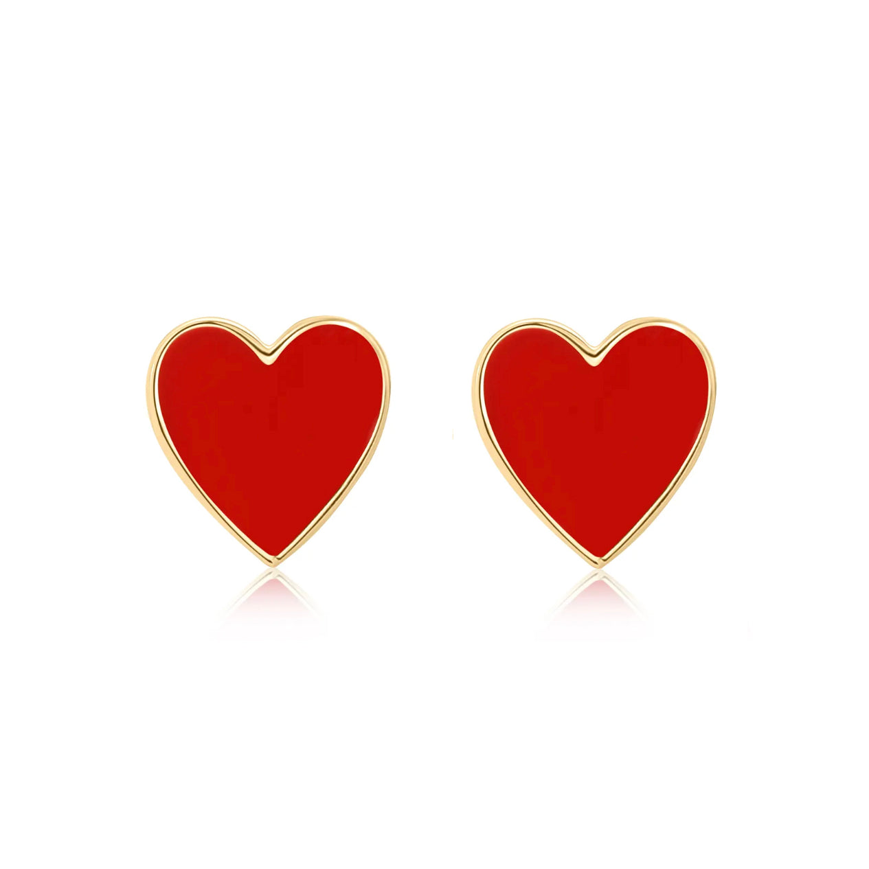 Celebrate love with these red enamel heart stud earrings! The perfect gift for your Valentine or yourself! These red enamel heart stud earrings are the perfect accessory to celebrate love. With their vibrant color and delicate design, they make a thoughtful gift for your Valentine or a special treat for yourself. Add a touch of love to any outfit with these beautiful earrings.