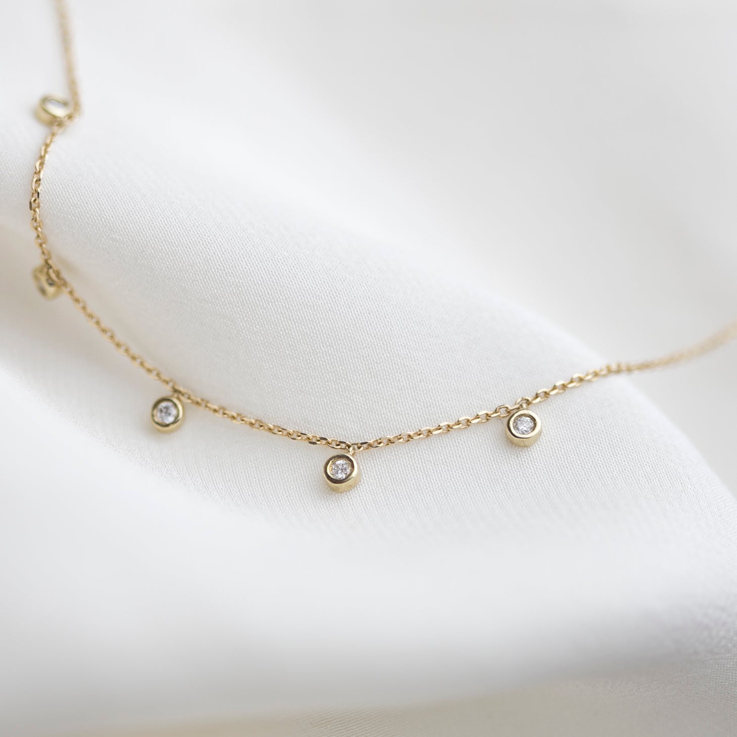 5 Bezel Charm Diamond Anklet