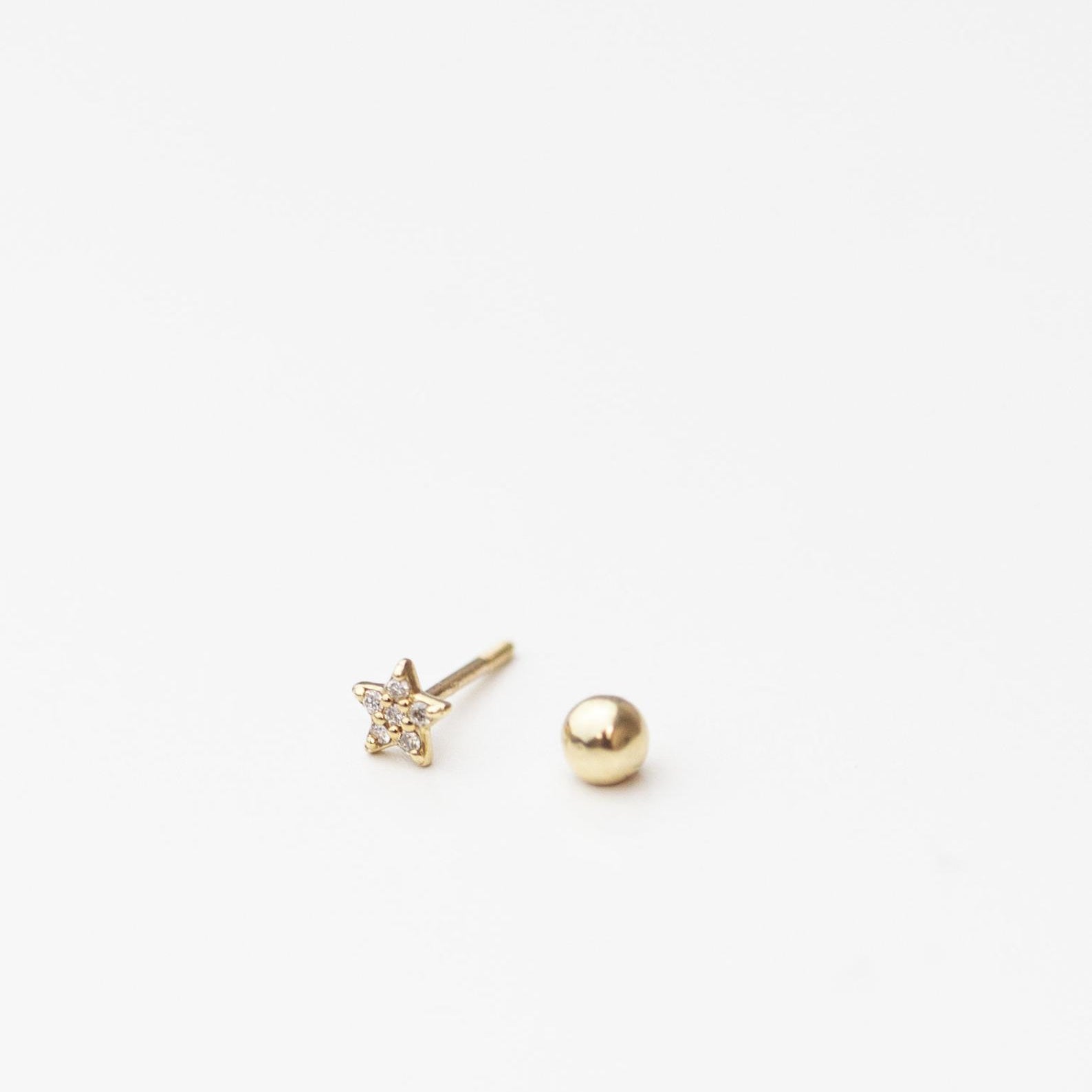 star and moon studs for Cartilage piercings