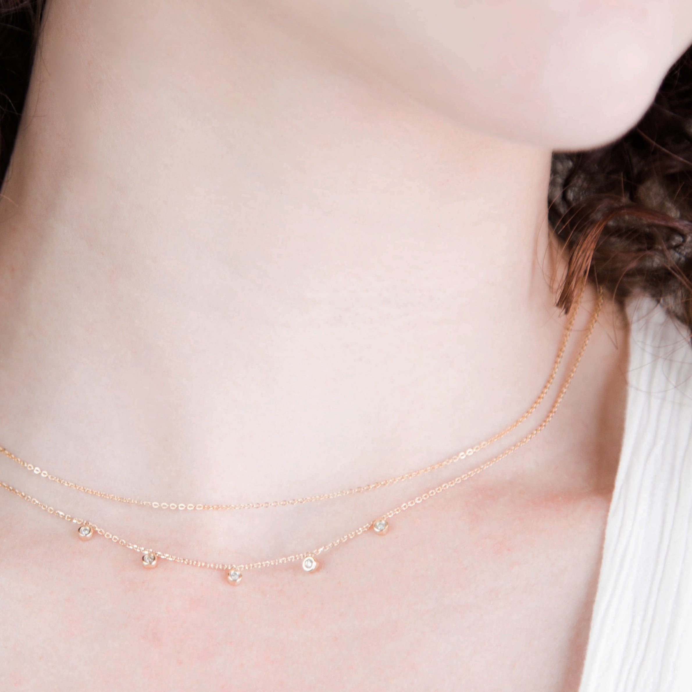 5 Diamond Bezel Charm Necklace