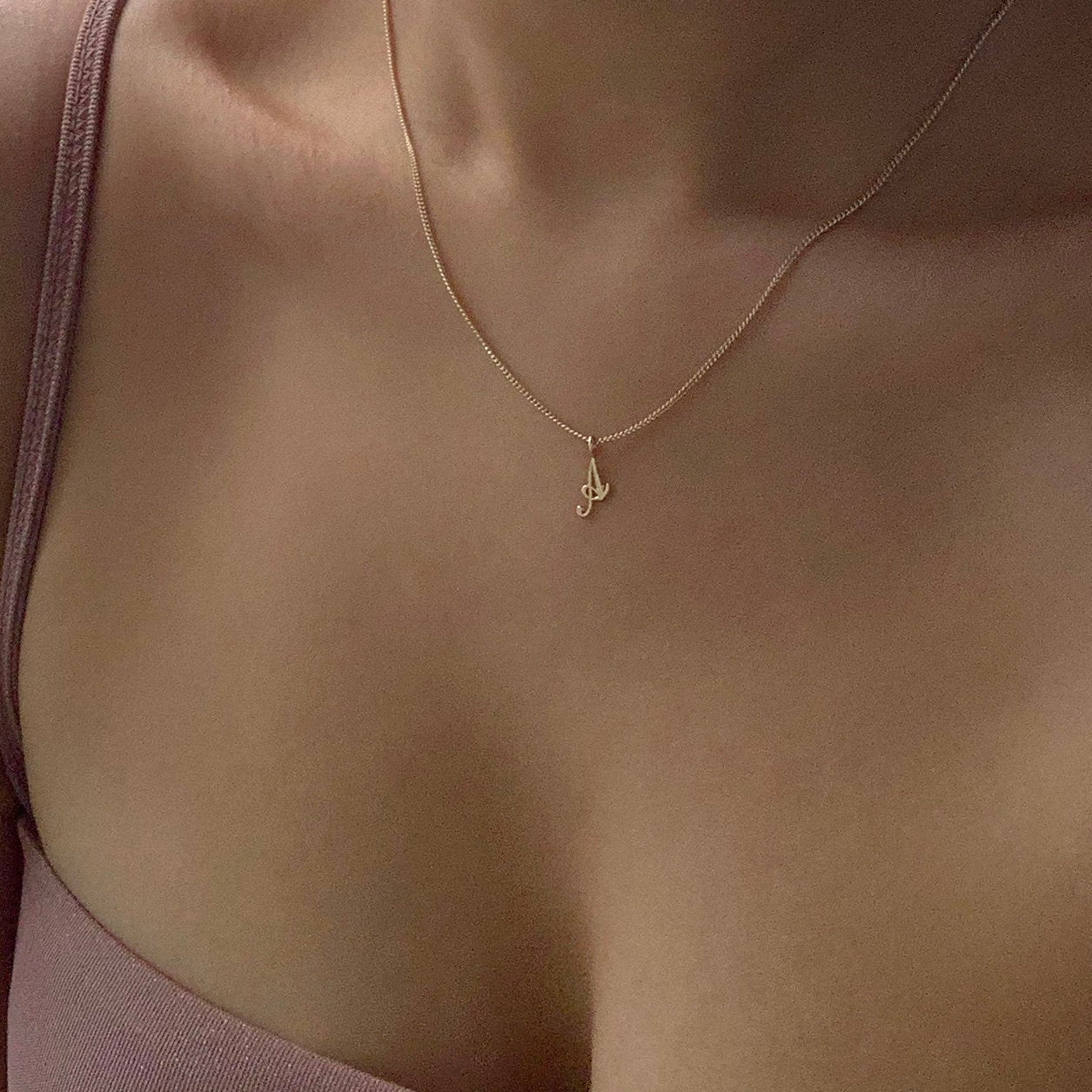 Dainty initial necklace