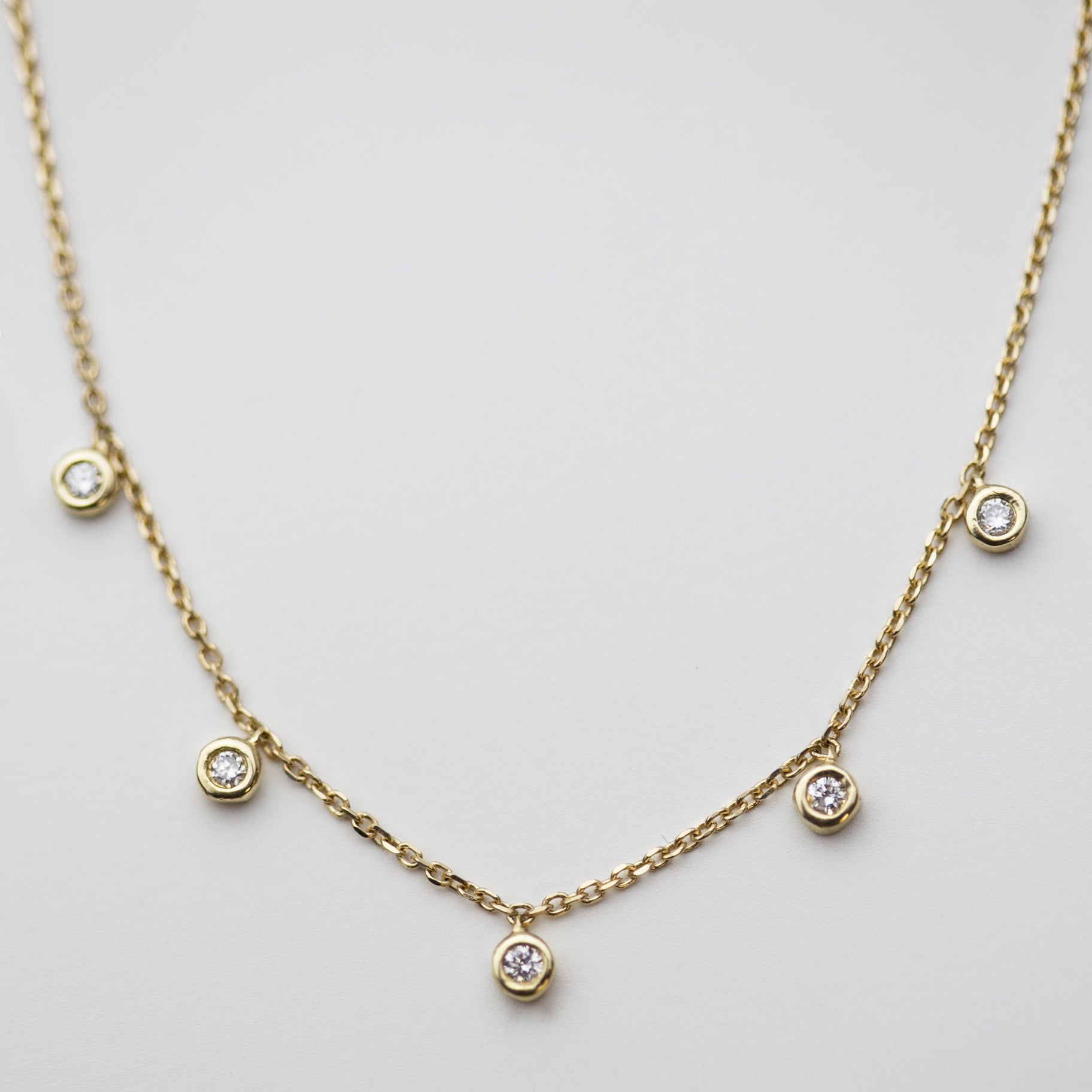 5 Diamond Bezel Charm Necklace