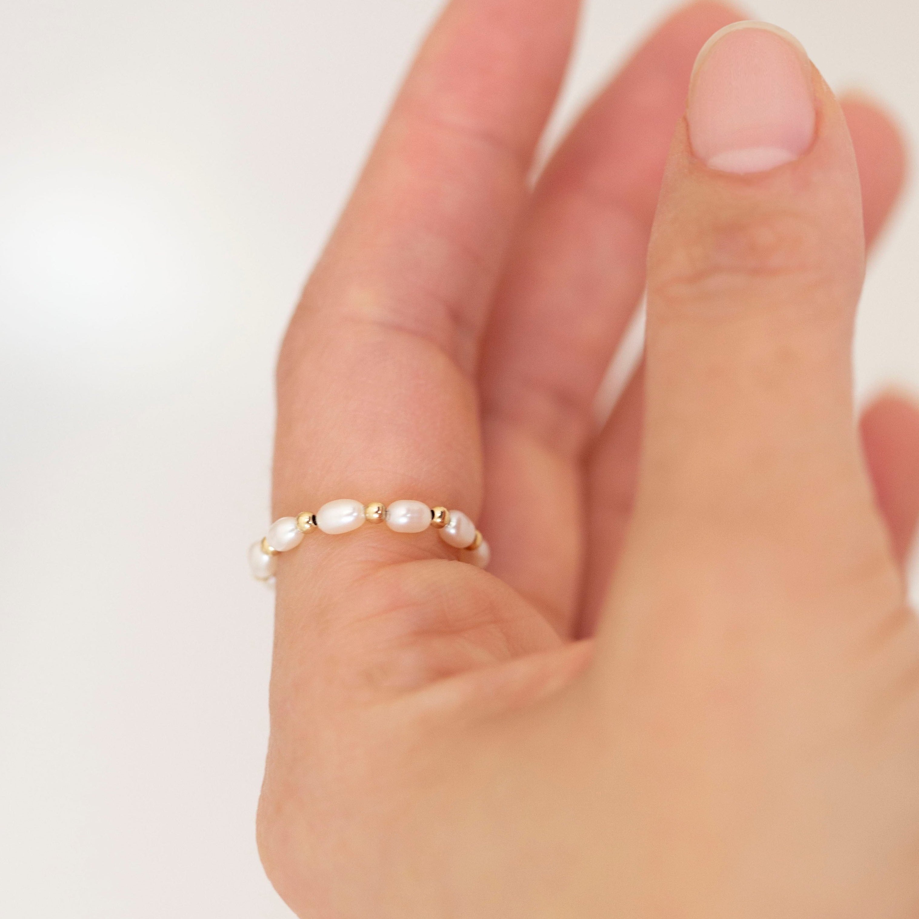 Baby Lotus Pearl Ring with Baby Beads