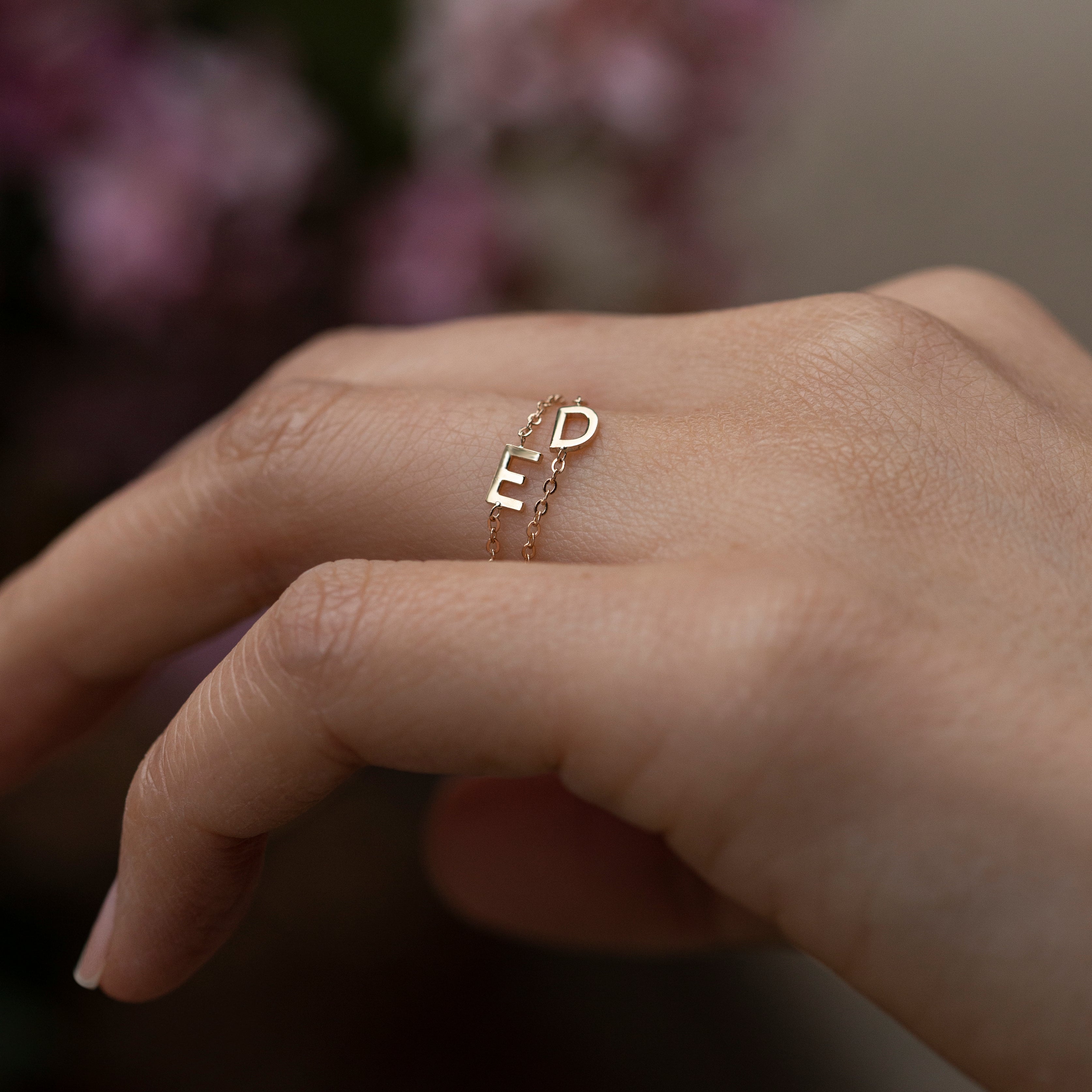 personalized chain ring in 14k solid gold