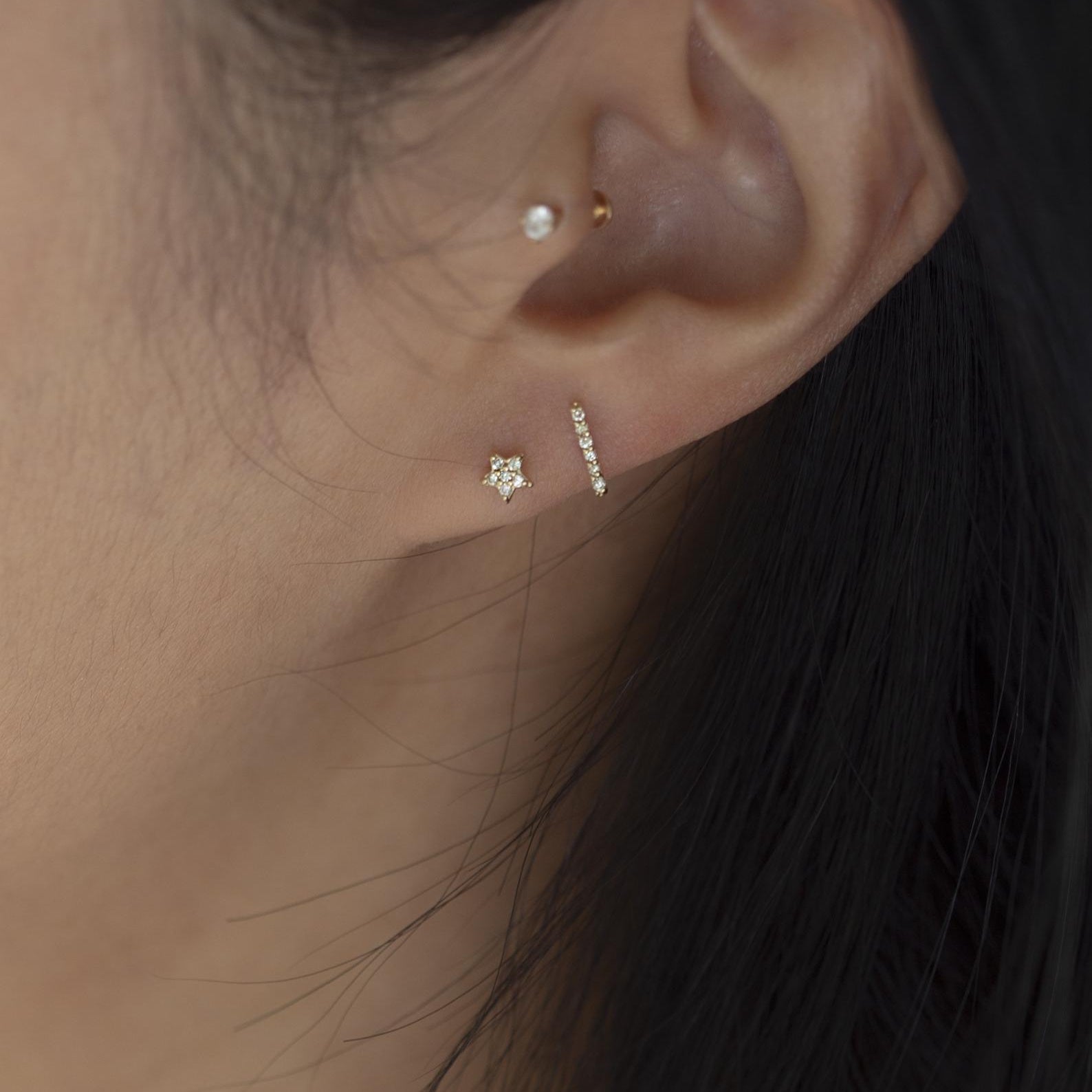 star and moon studs for Cartilage piercings
