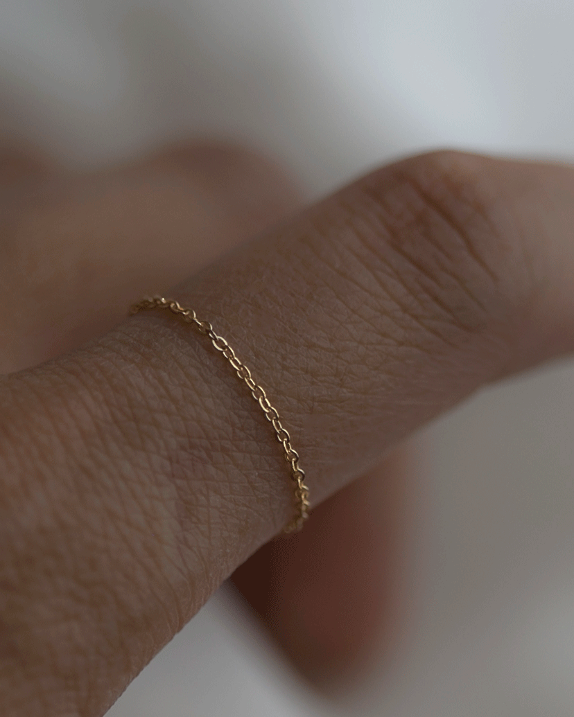 人気ブランド【E and E Project】14K Little Heart Chainリング Little Heart Curb Chain Ring | 14k Gold Personalized Heart