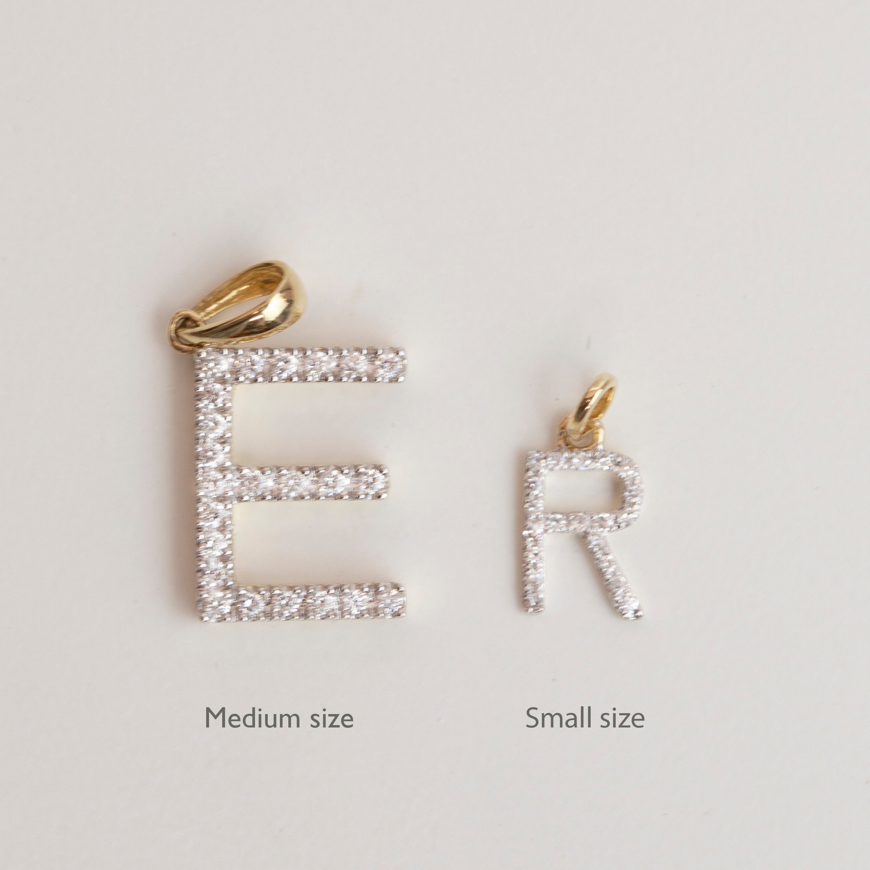 14K Yellow gold diamond initial charms