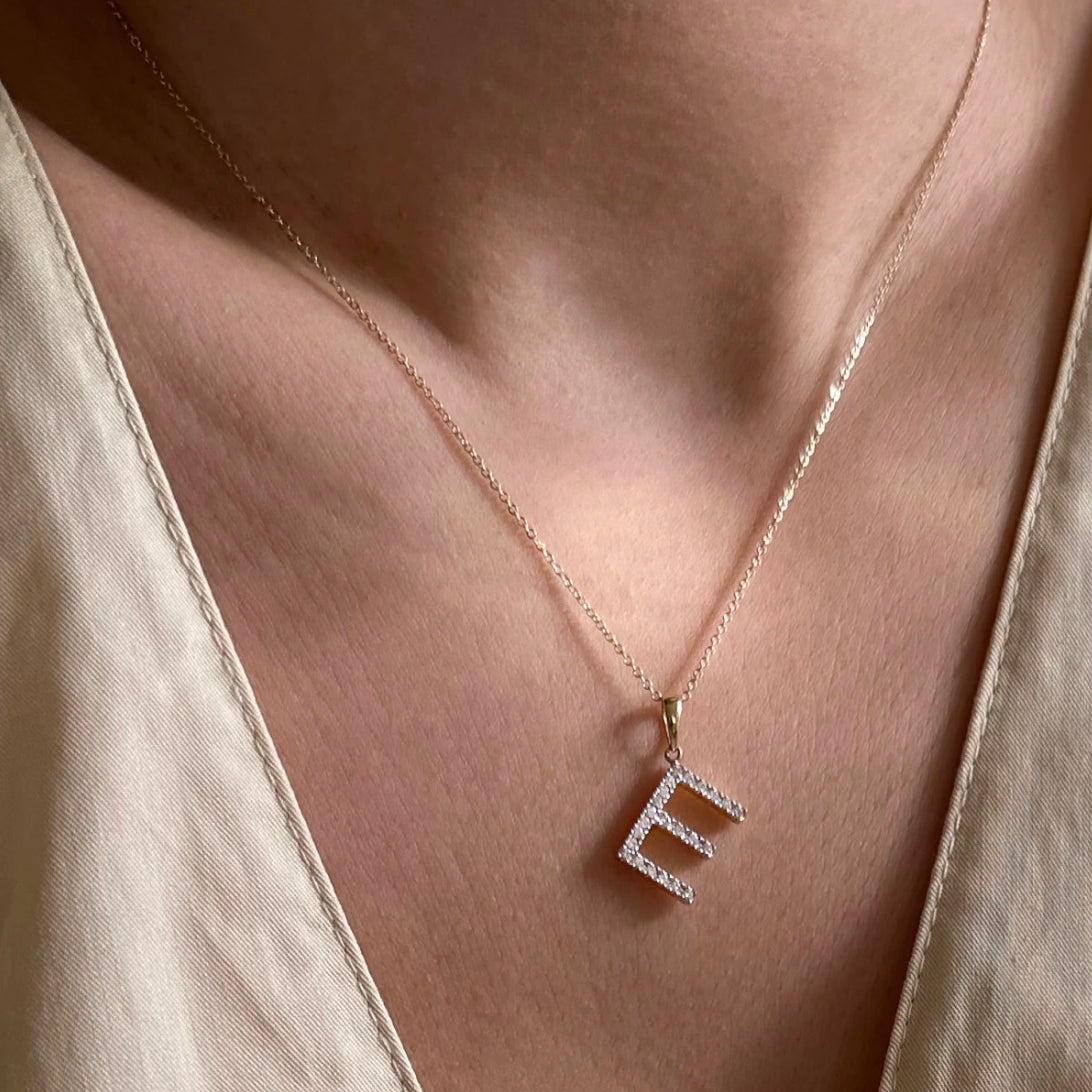 diamond initial charm necklace