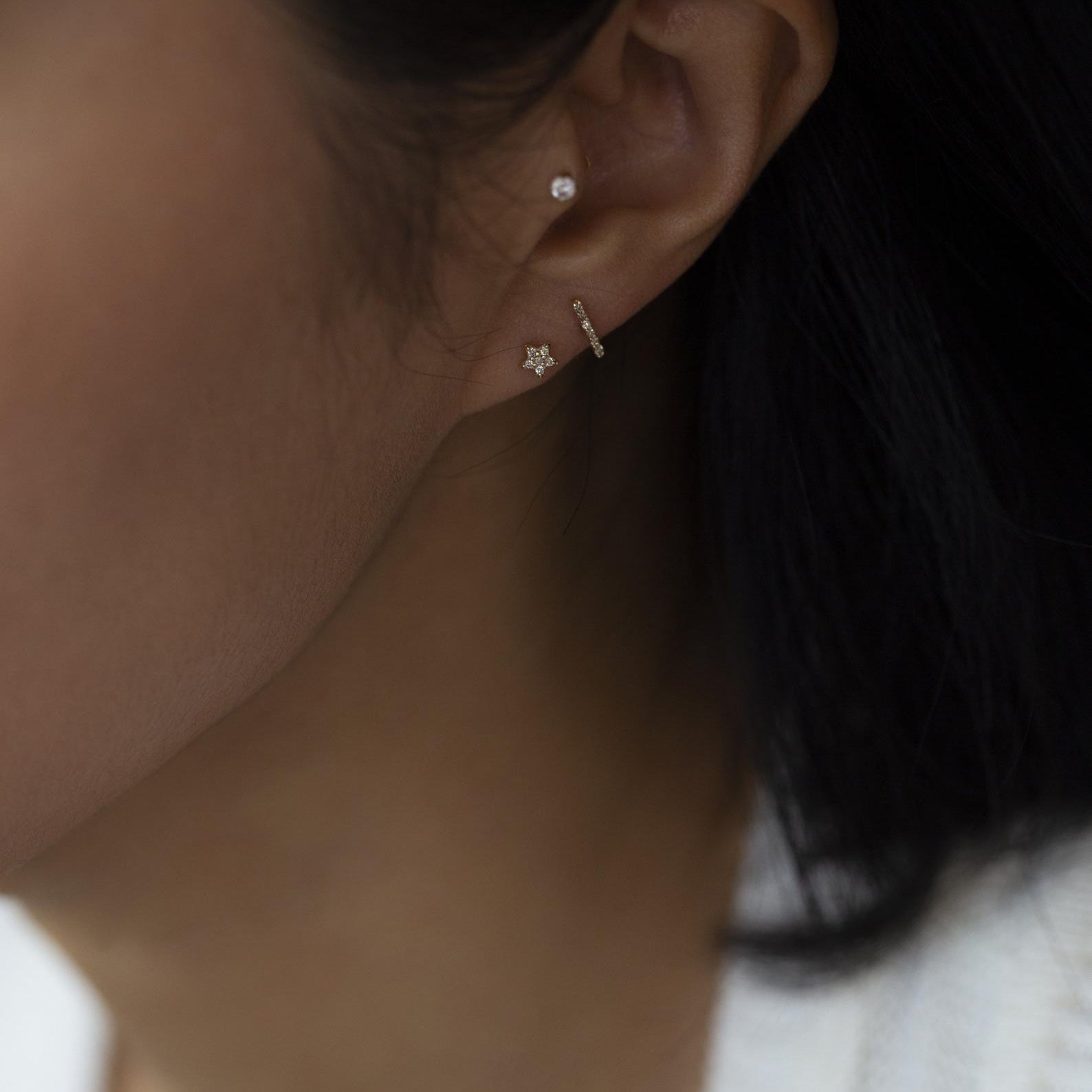 star and moon studs for Cartilage piercings