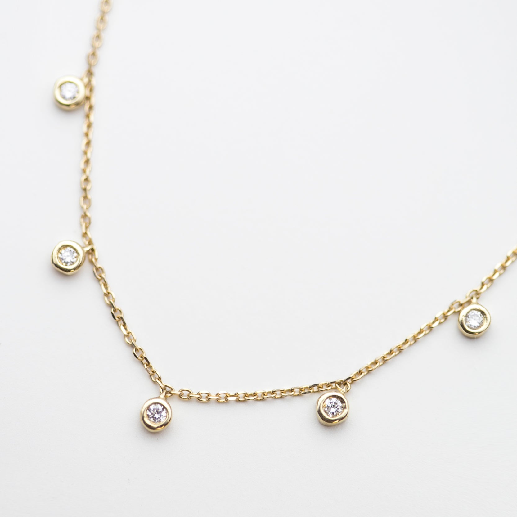 5 Diamond Bezel Charm Necklace