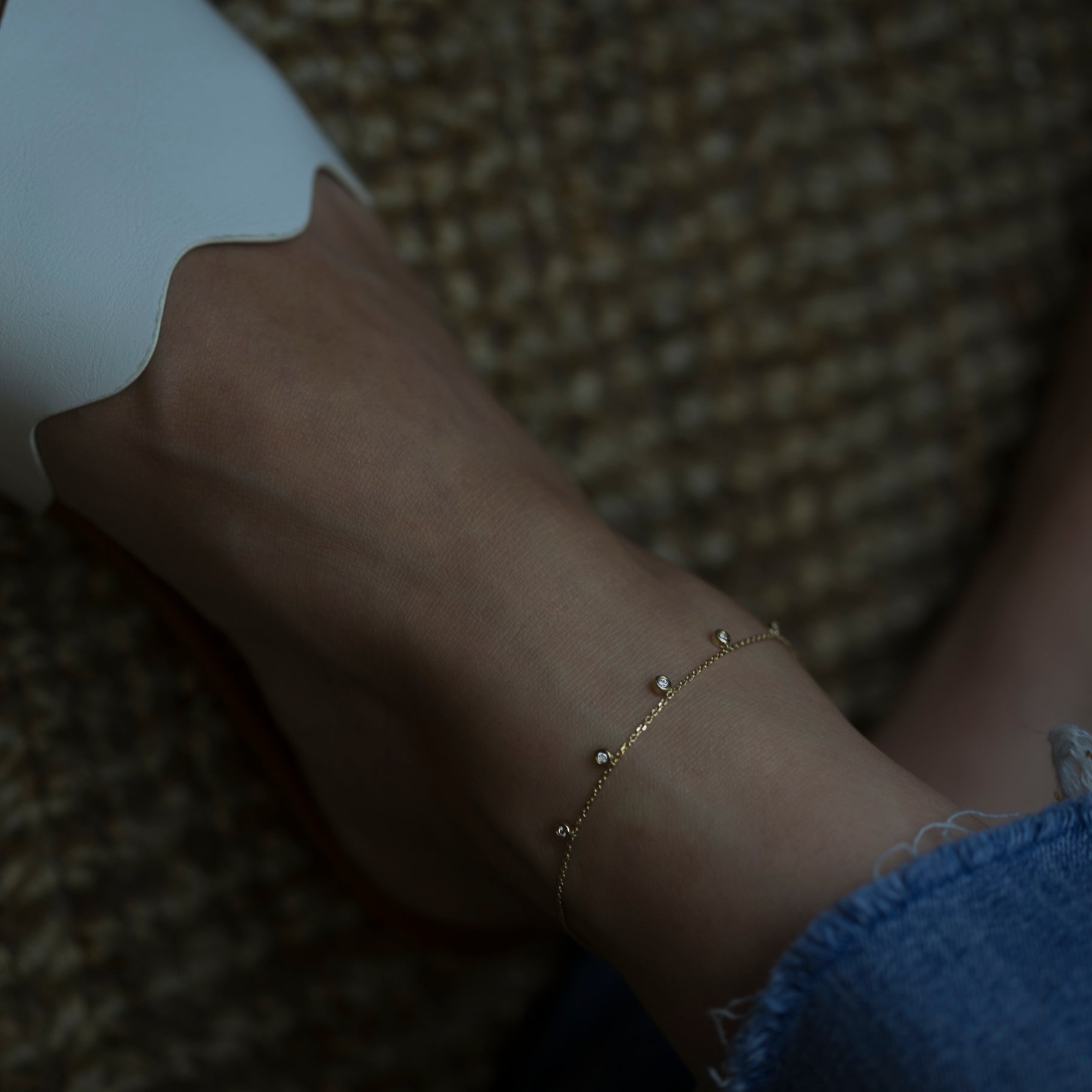 5 Bezel Charm Diamond Anklet
