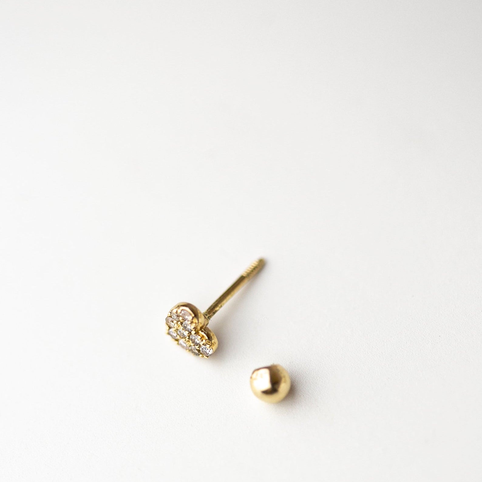 Mini Diamond heart Barbell Ear Stud for Cartilage