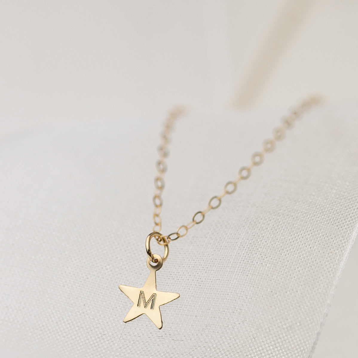 initial engraved star charm necklace