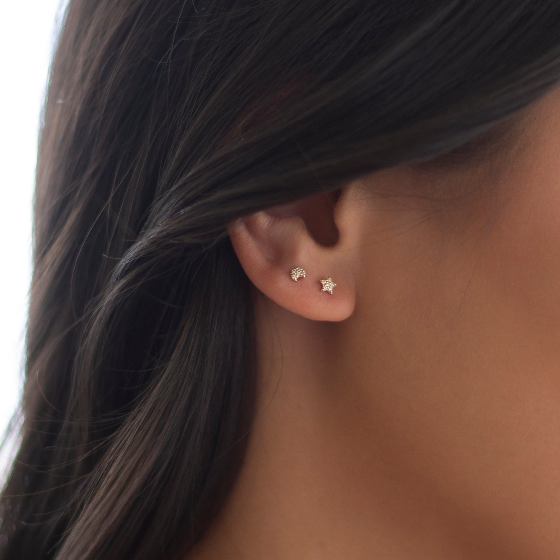 star and moon studs for Cartilage piercings
