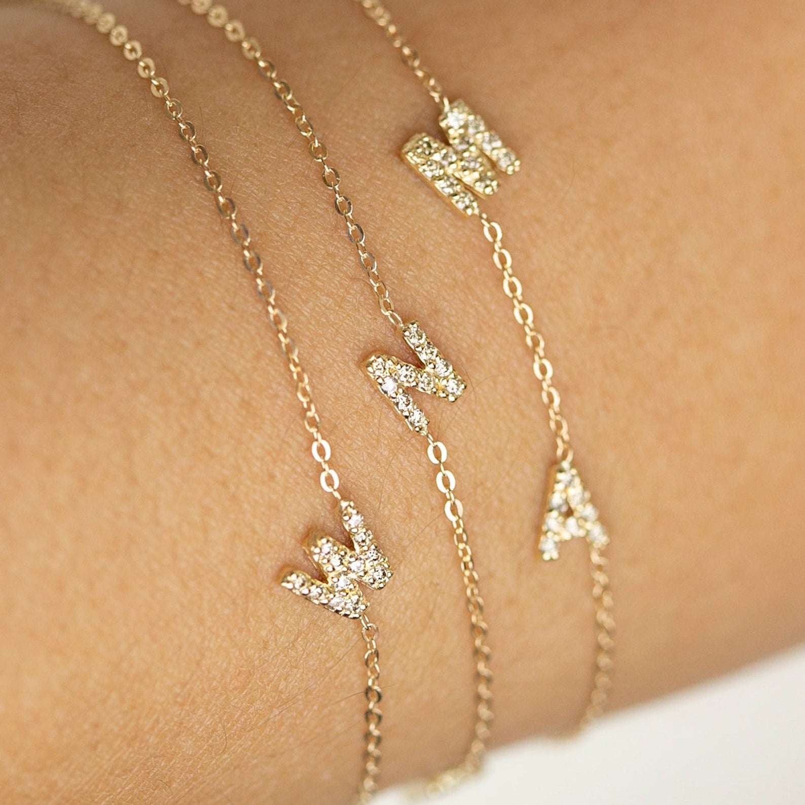 personalize yours today! mini diamond initial bracelets