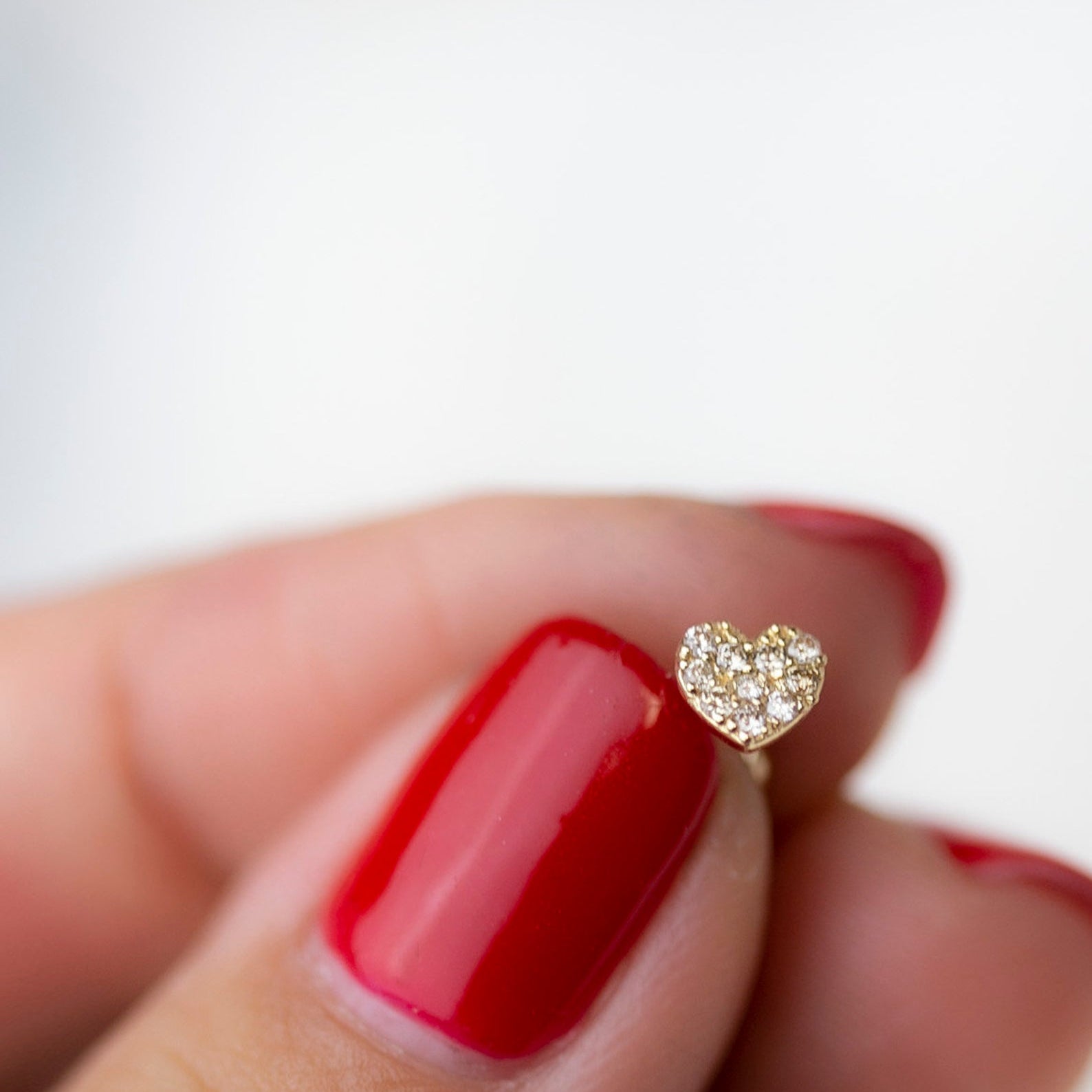 Mini Diamond heart Barbell Ear Stud for Cartilage