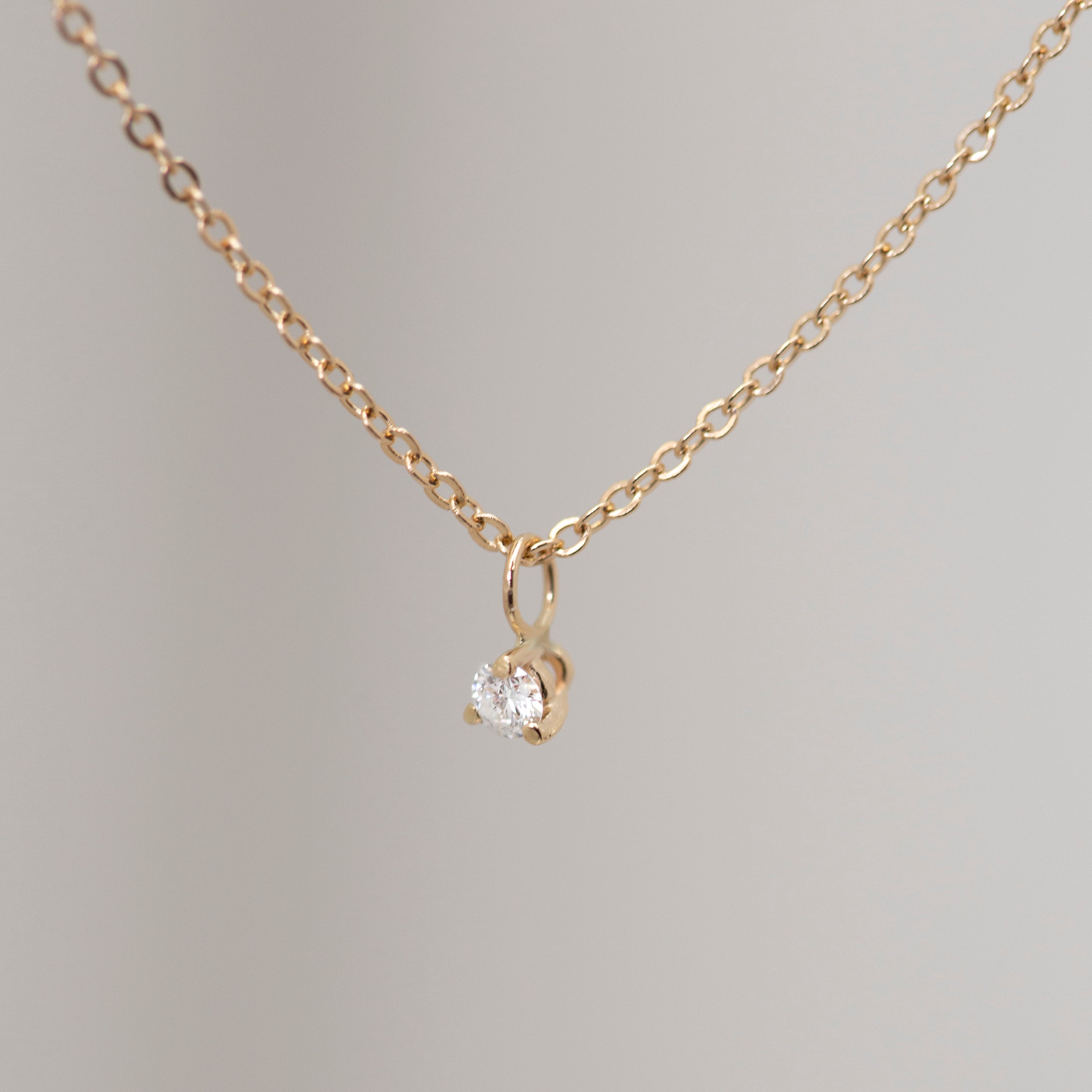 Baby Diamond Solitaire Necklace
Cute twist on a classic diamond solitaire necklace