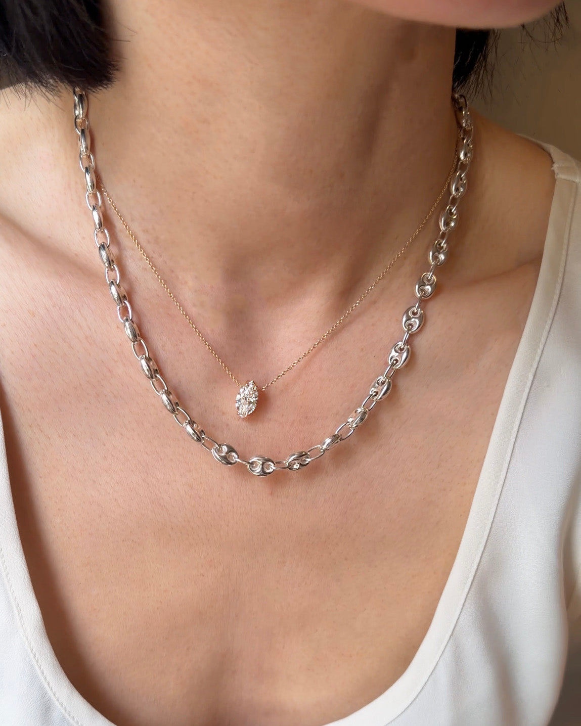 puffed mariner chain necklace