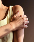 14k gold dainty hand chain bracelet