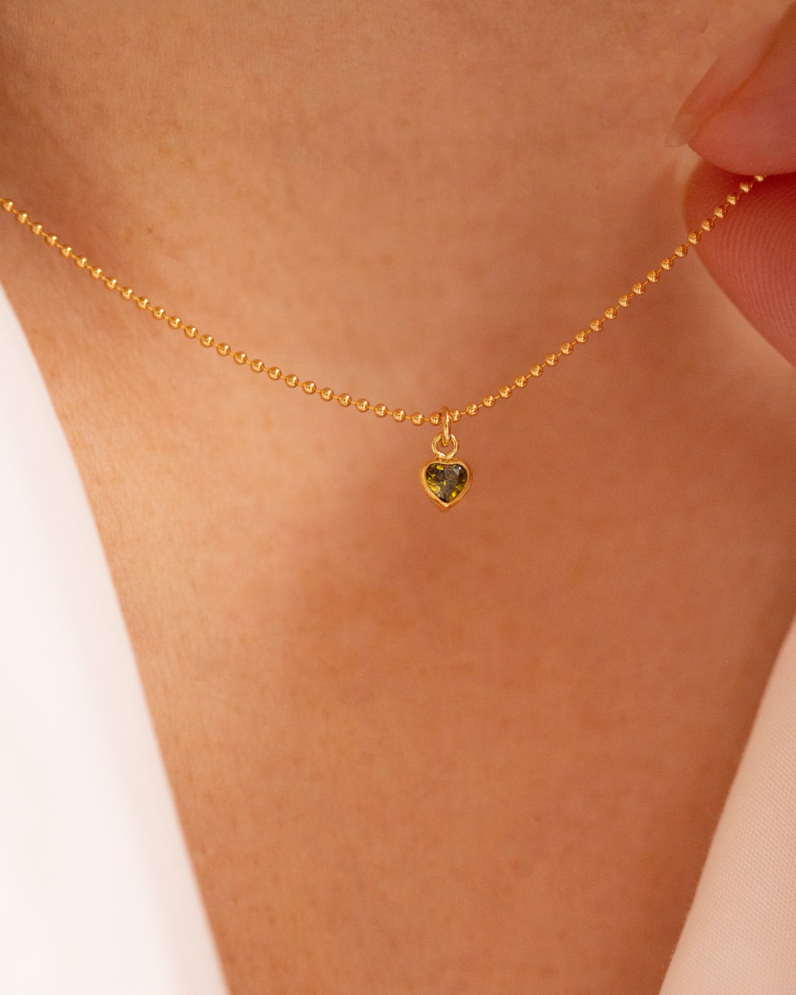 birthstone cz heart necklace 