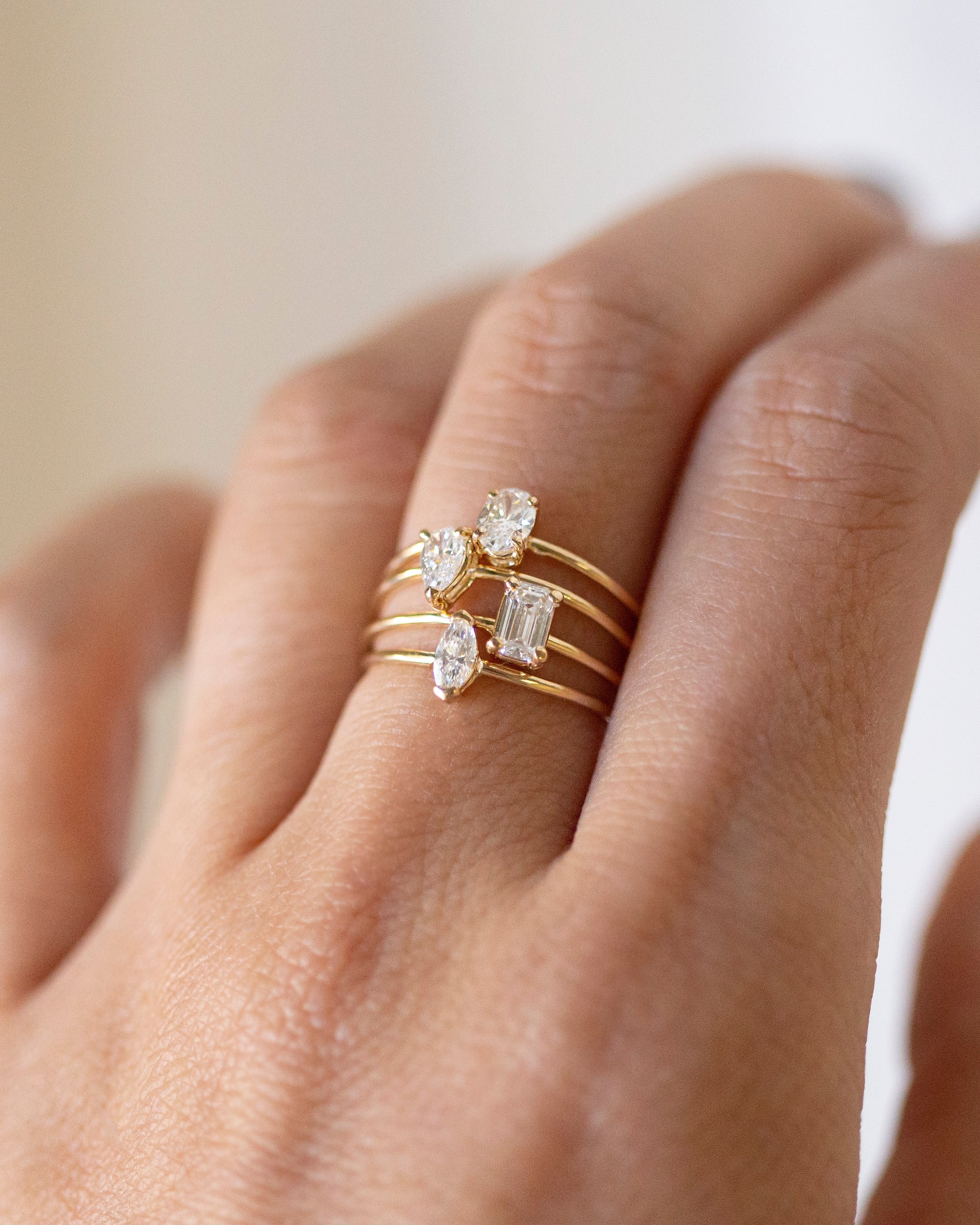dainty diamond ring set