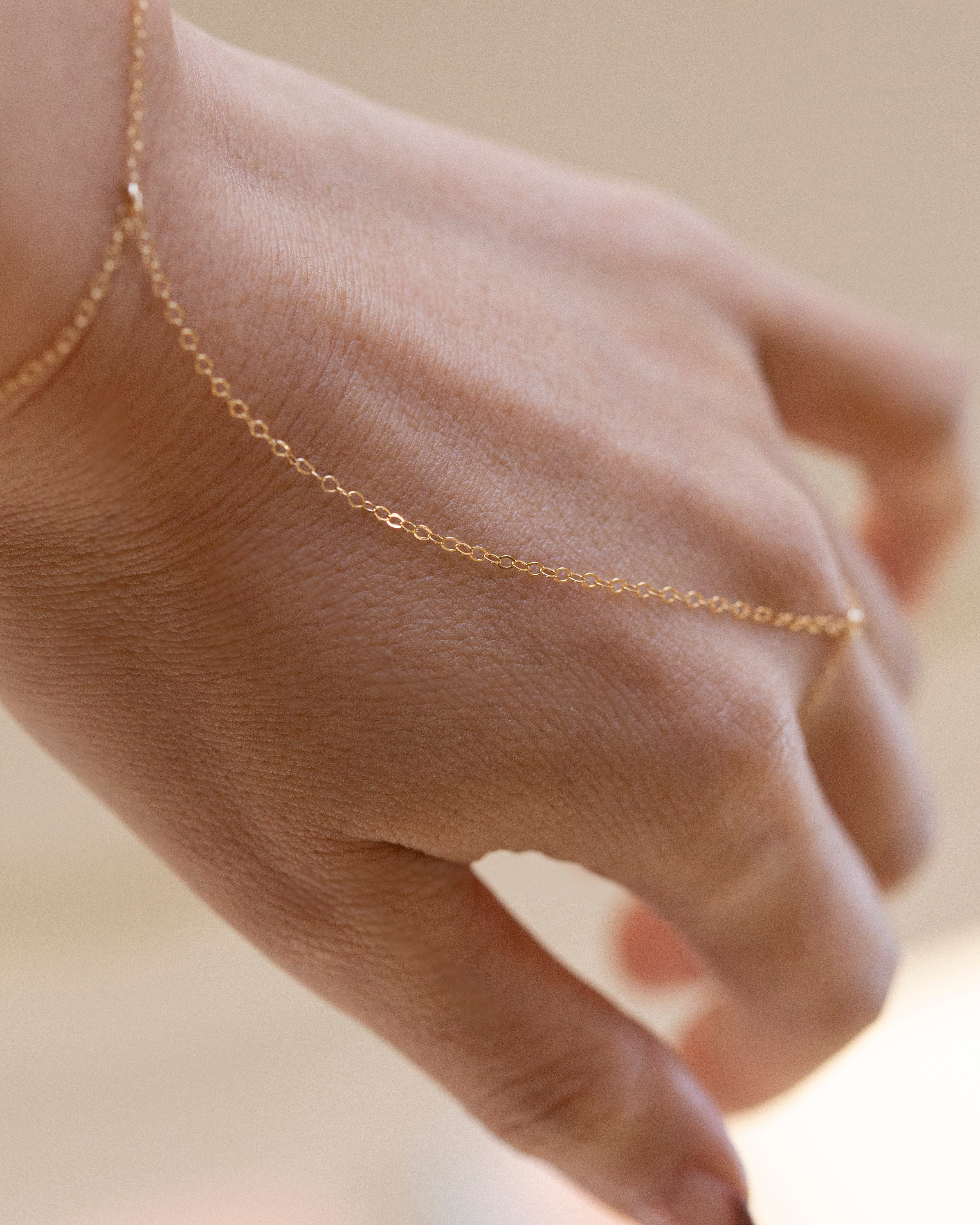 14k gold gold slave hand chain bracelet 