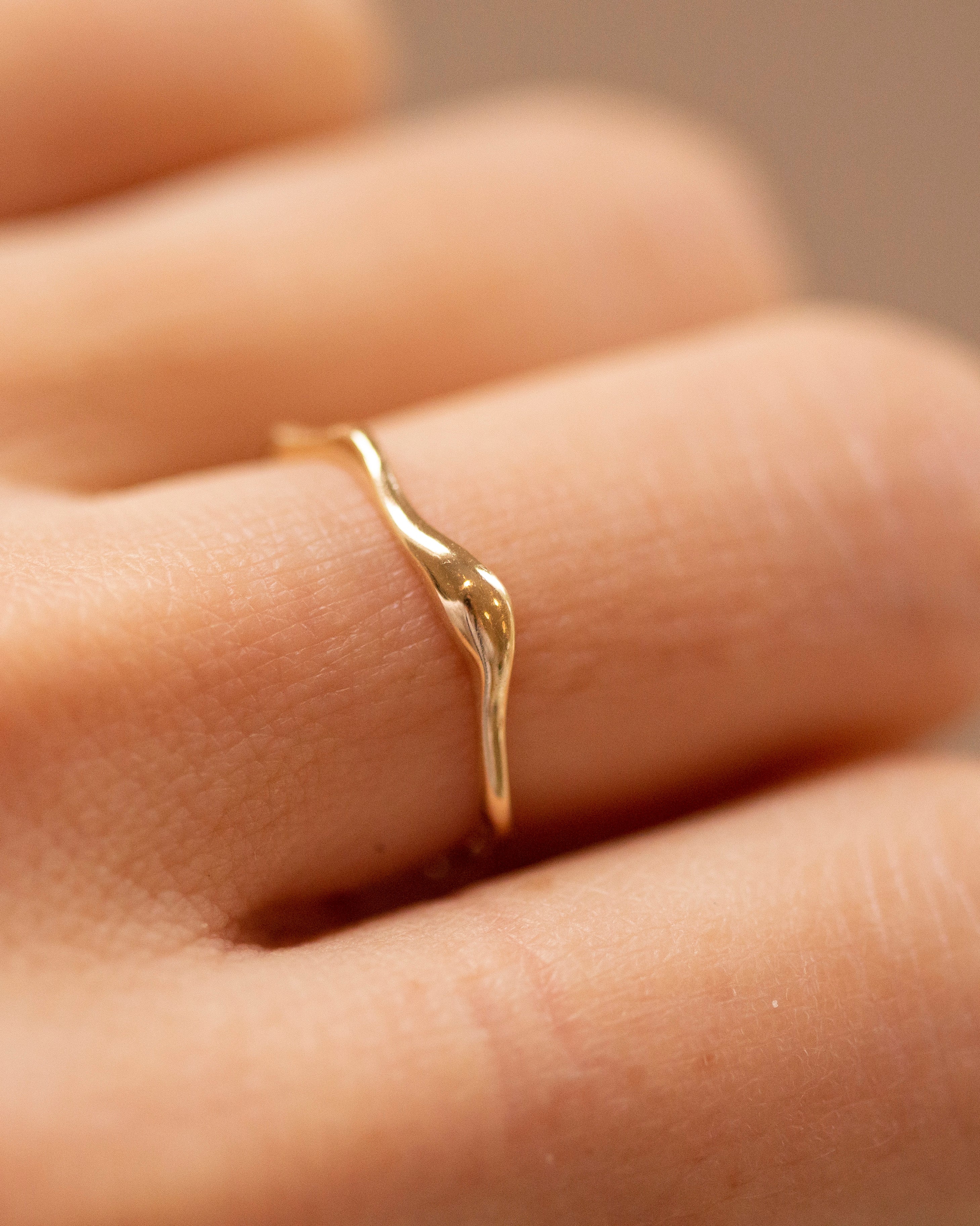 14k gold stacking wave ring
