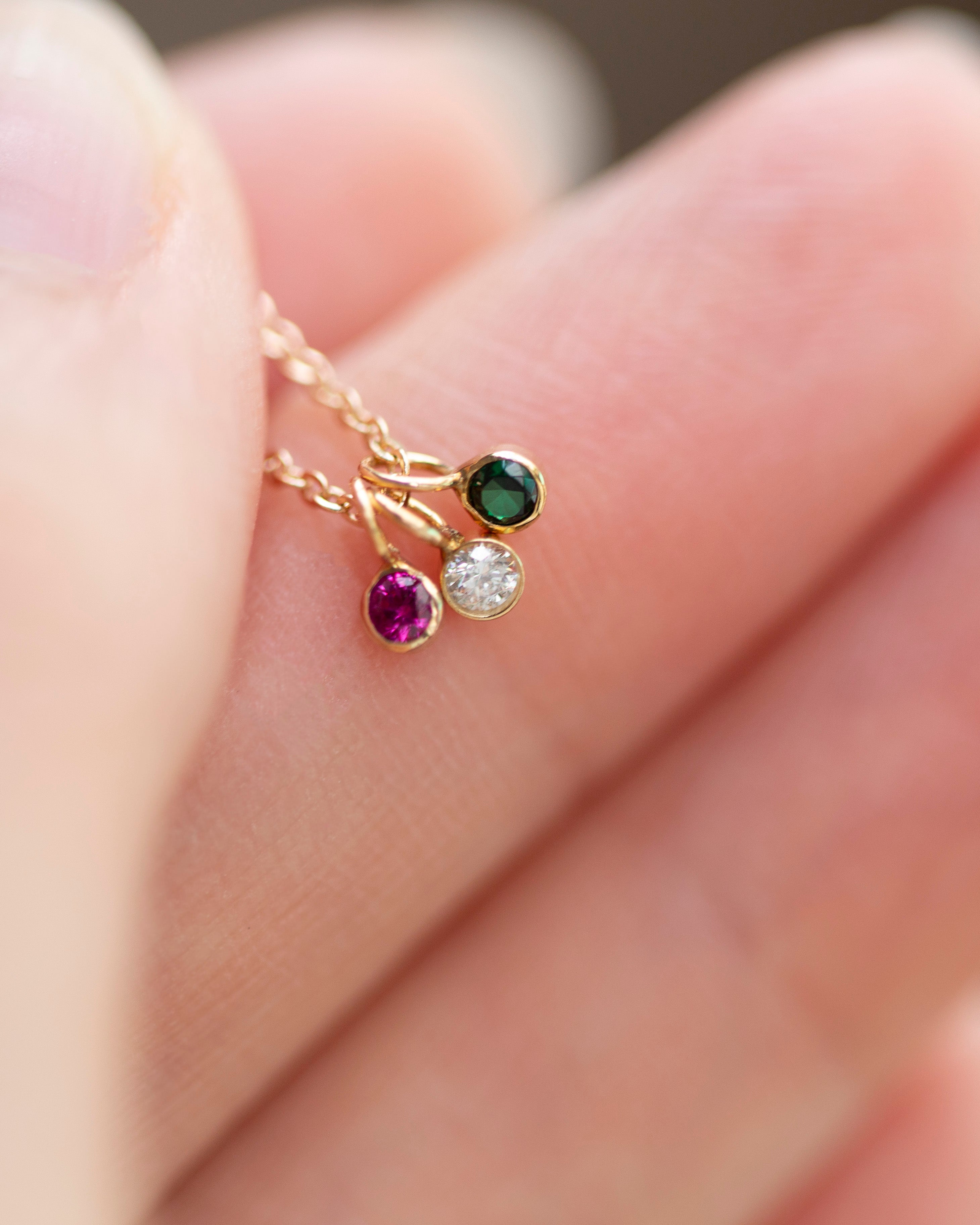 Chain Mini Birthstone Ring Charms 14k Gold Mini Birthstone