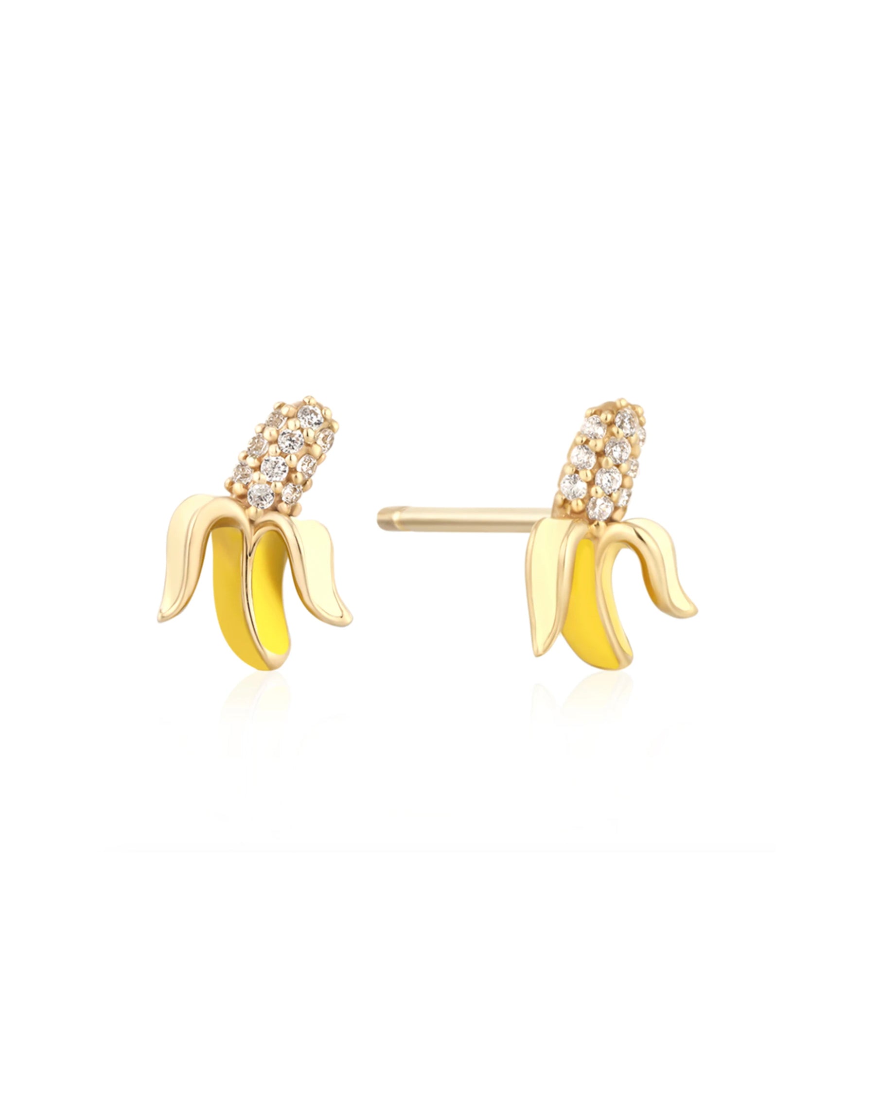 Banana Stud Earrings, Gold Stud Earrings, Bananas, Banana Earrings, Banana Studs, Gold Earrings, newest Handmade 9ct Gold, RockCakes