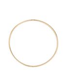 A minimalist, thin gold hoop necklace displayed against a solid white background.