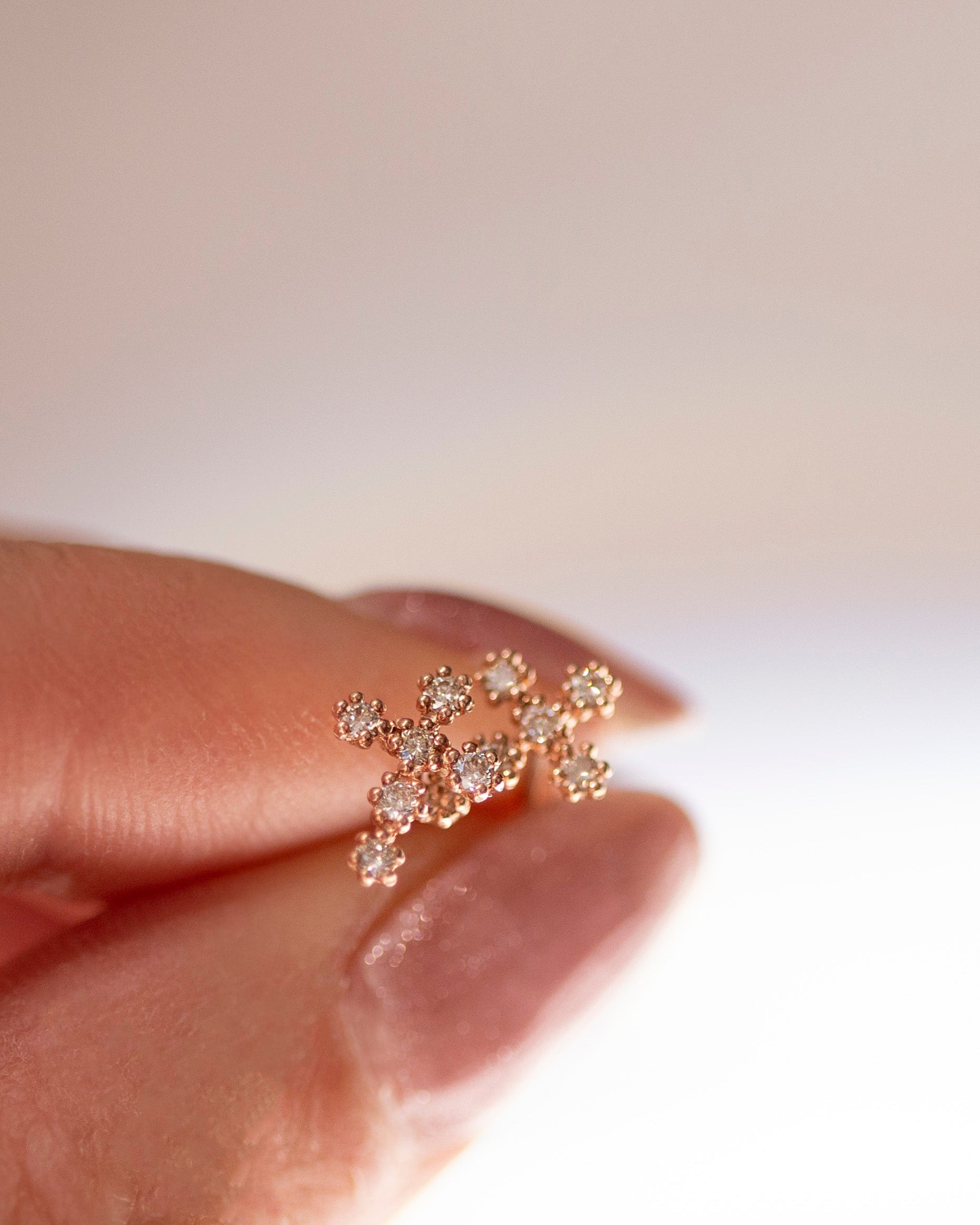 diamond cross earrings in 14k rose gold 