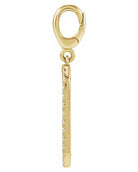 A gold dangle charm featuring a lobster clasp at the top and a slim, vertically oriented bar with a row of small clear stones along one side, shown on a plain white background.