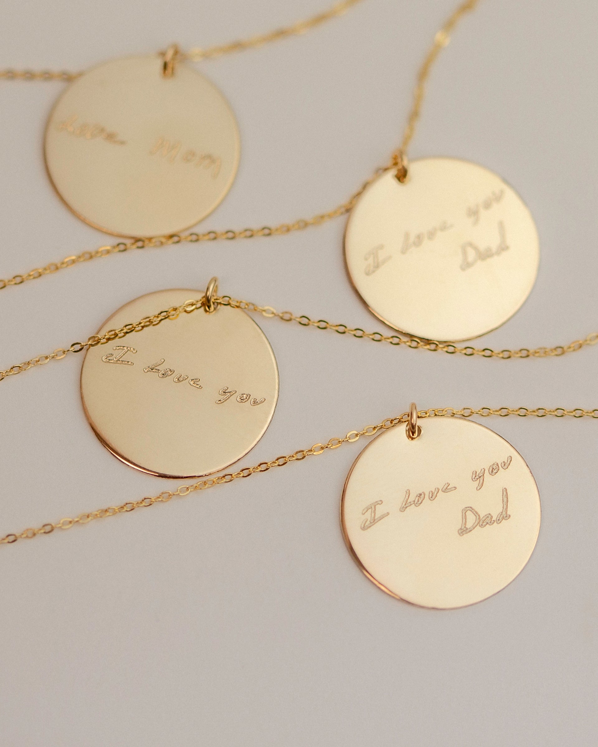 Handwriting Disc Necklace Custom Handwriting Necklace Keepsake