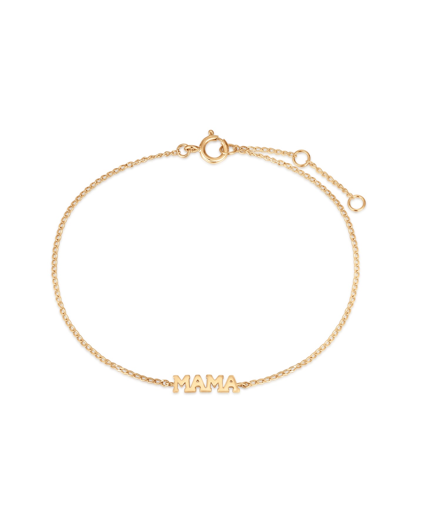 Something all mamas can cherish -&nbsp;

This 14k Mama Bracelet is the perfect way to show appreciation for the incredible mother figure in your life. Its versatile length of 6, 6.5, or 7 inches can be adjusted to suit individual preference, so you can give the gift of joy and comfort to the special Mama in your life. Its lustrous design will gleam with grace and will remind her of your deep love and admiration.