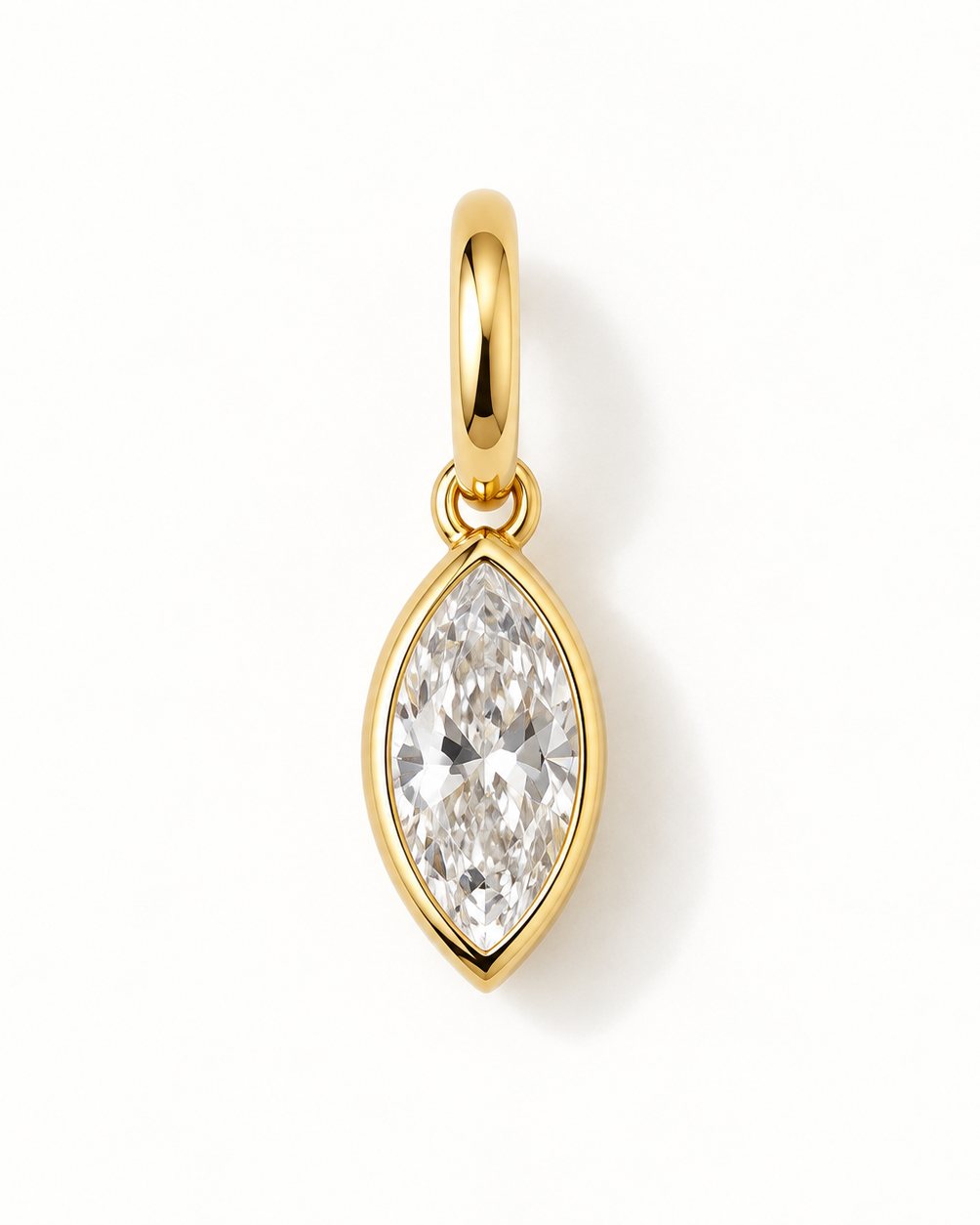 marquise diamond in a yellow gold bezel setting