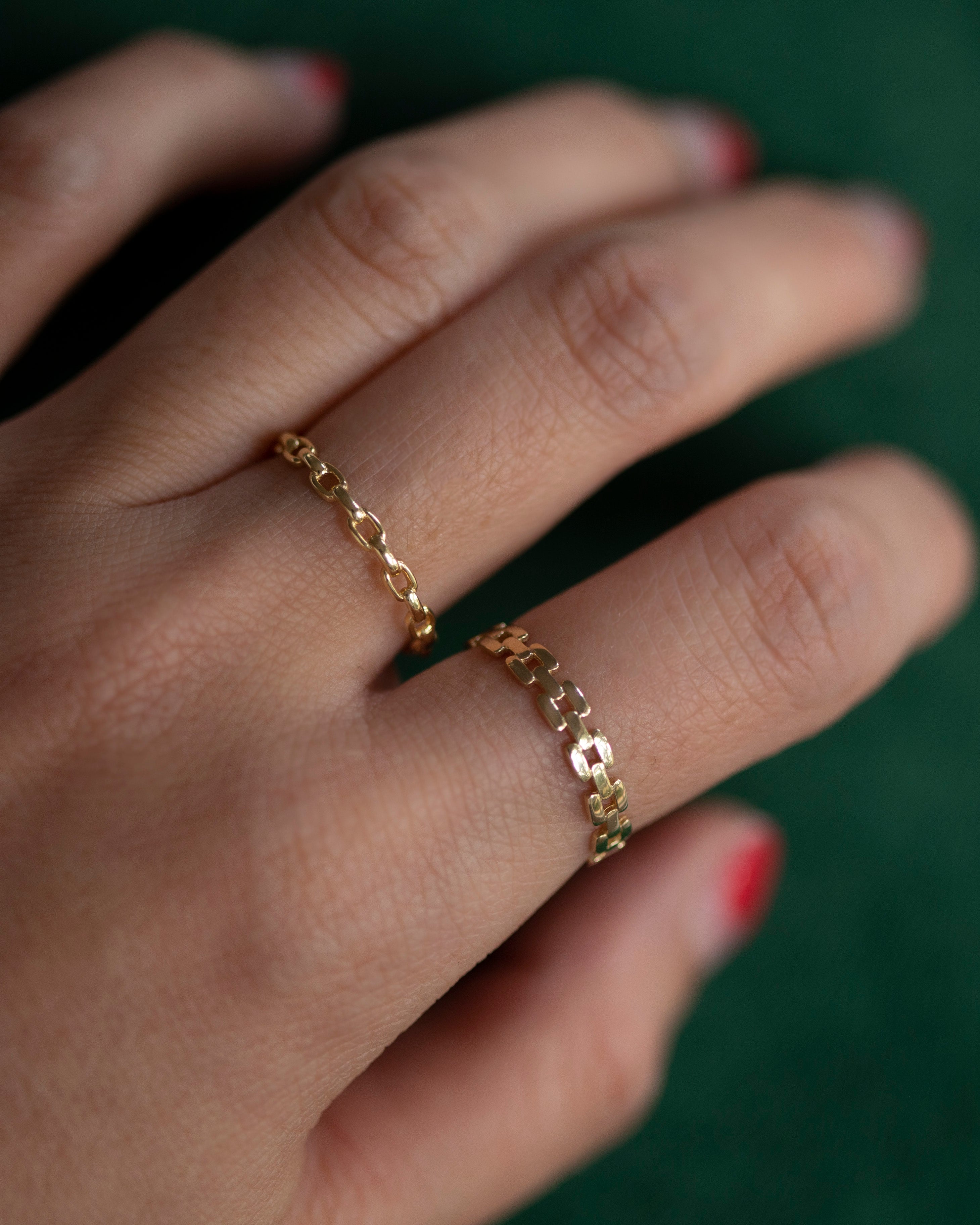 14k Gold Square Link Ring 4 US