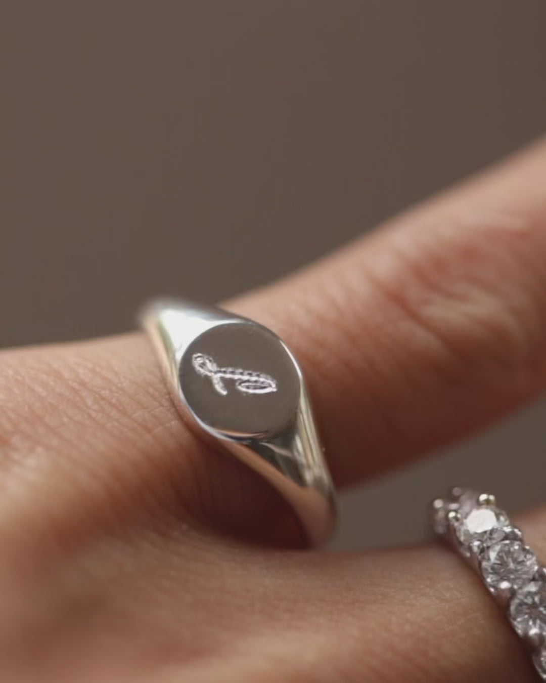 signet ring with personalized monogram engraving