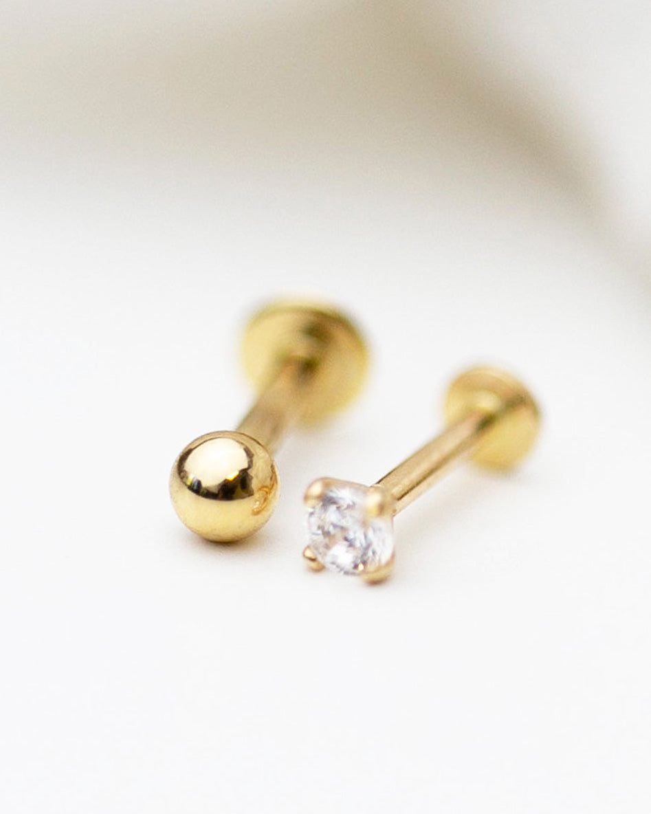 14k Ear Stud for Cartilage with flat back