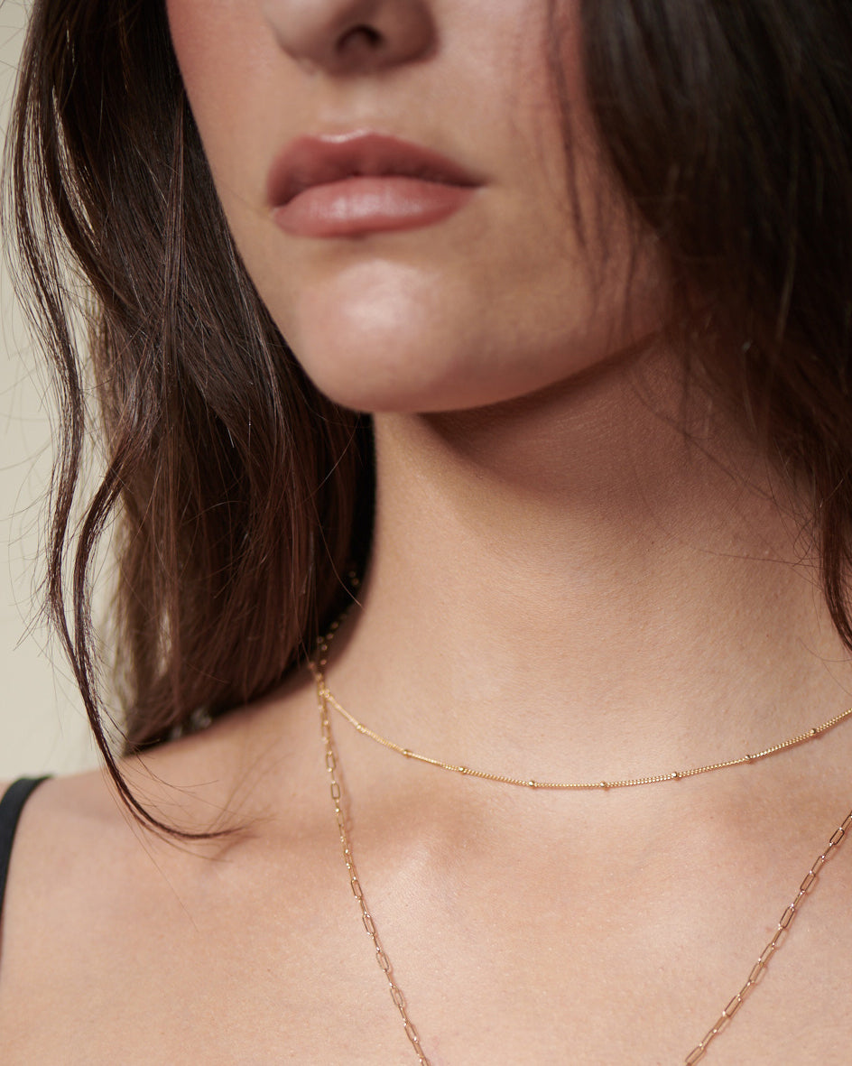 Buy 14K Gold Satellite Necklace, Beaded Necklace, Ball Chain Choker, Dainty  Bead Chain Necklace, Station Necklace, Layering Gold Chain Necklace Online  in India - Etsy