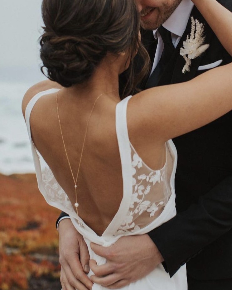 Women Faux Pearl Rhinestone Wedding Dress Backdrop Back Body Chain NECKLACE  | eBay