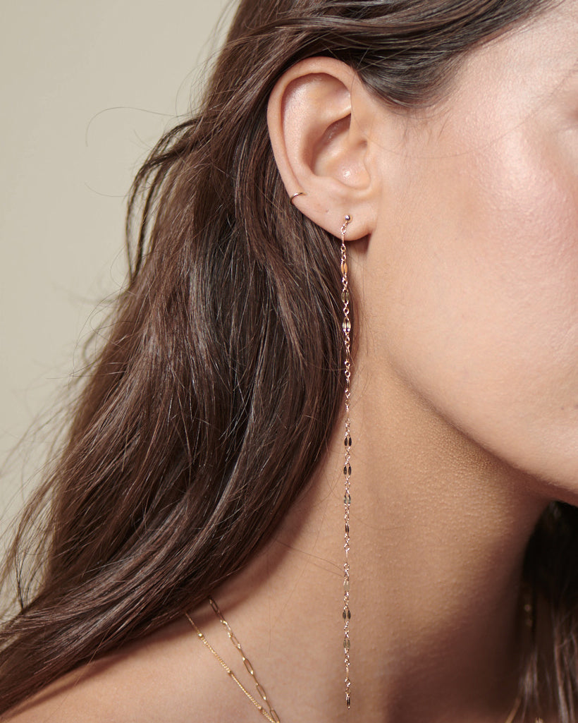 早期完売★Numbering★SINGLE CHAIN UNIT EARRINGS★#251★人気 Deco Chain Earrings, Sterling Silver Stud Earrings, Delicate