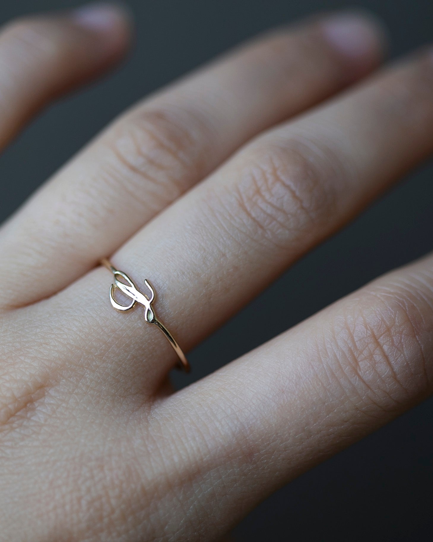 Initial L ring in 14k gold 