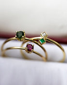 This exquisite 14k Gold Solitaire Birthstone Ring can be customized with the gemstone of your choice. A beautiful and sophisticated gift for yourself or a loved one. The sample image features Peridot and Pink Tourmaline, but we can use any gemstone you desire.