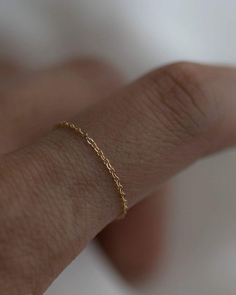 Gold Chain Ring- 14k solid gold ring, dainty gold chain ring, chain ring